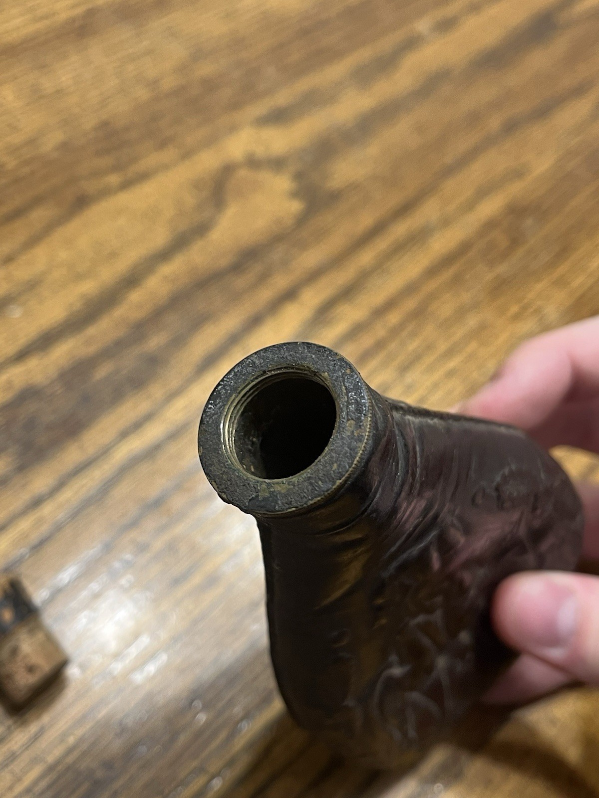 Antique 1800s Civil War Era Leather Embossed Duck Hunting Black Powder Flask
