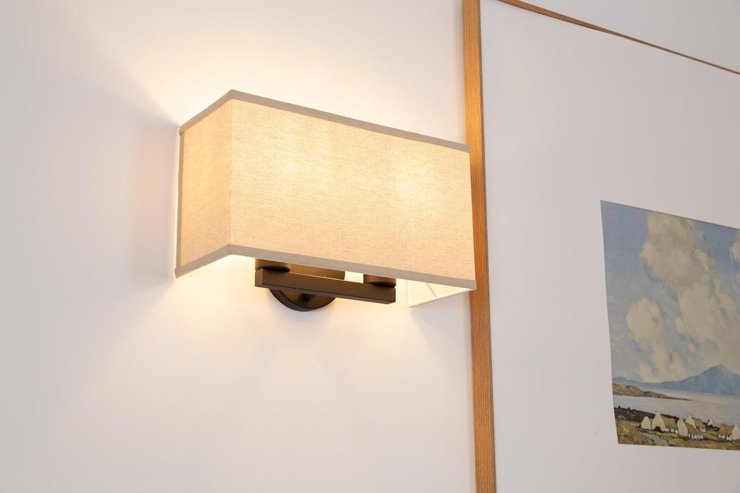 White Boho Wall Sconce Stairwell Fixture Light, 2-Light Indoor