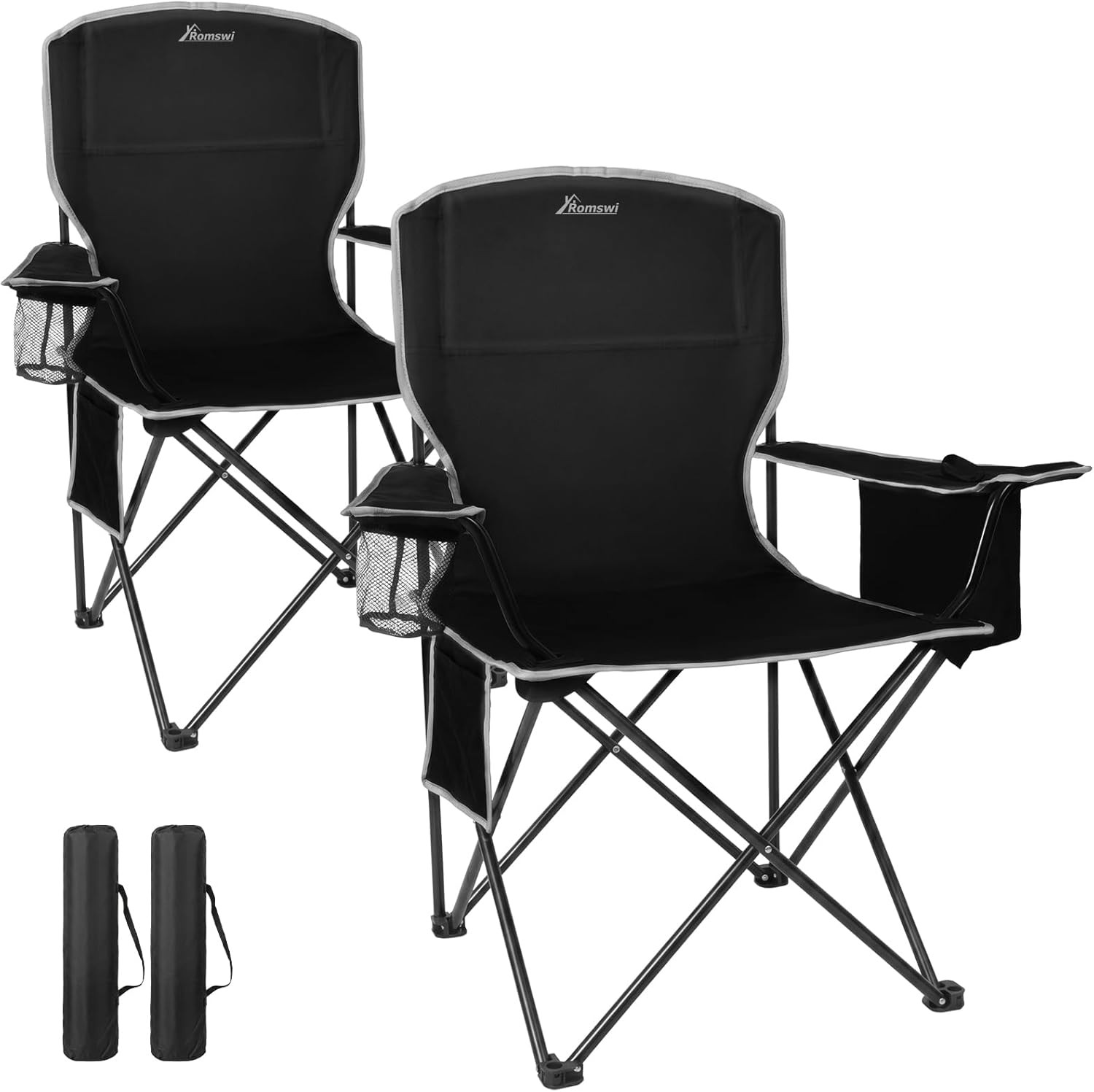 Lightweight 2Pcs Camping Chairs for Adults 400LBS Capacity, Folding Lawn Chair w
