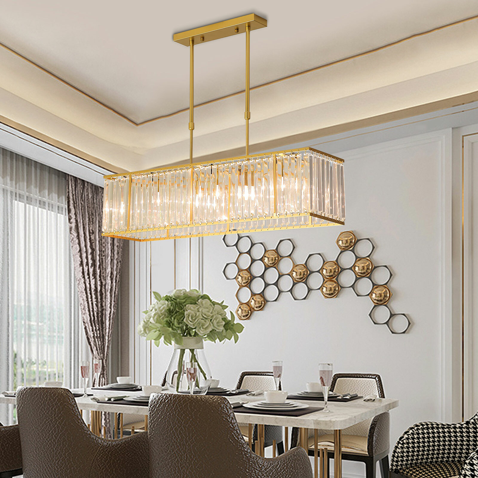 Elegant Crystal Chandelier Modern Ceiling Fan Light Pendant Lamp Fixture Indoor