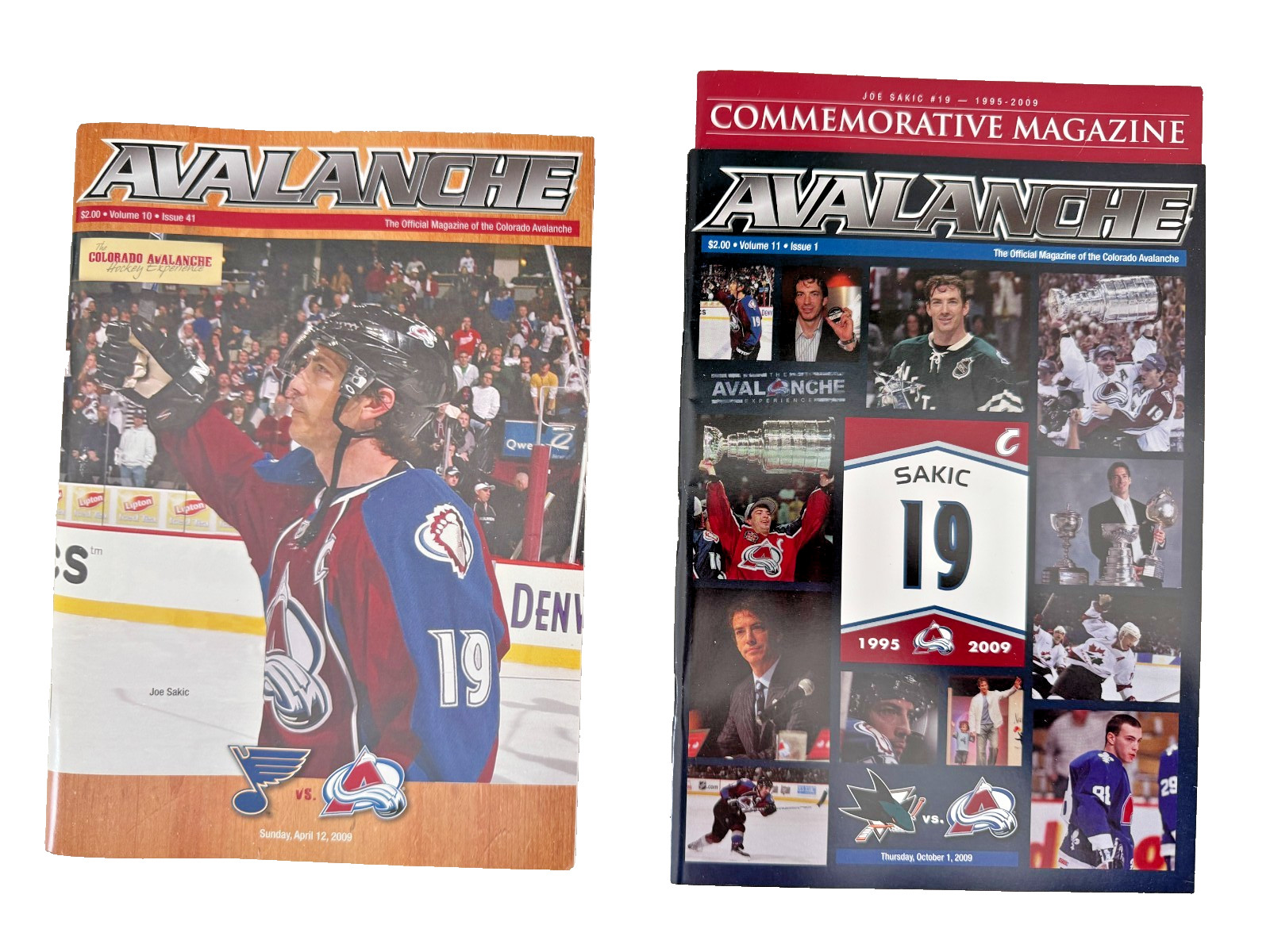 2 vintage 2009 Joe Sakic NHL Programs Final Game & Retirement Colorado Avalanche
