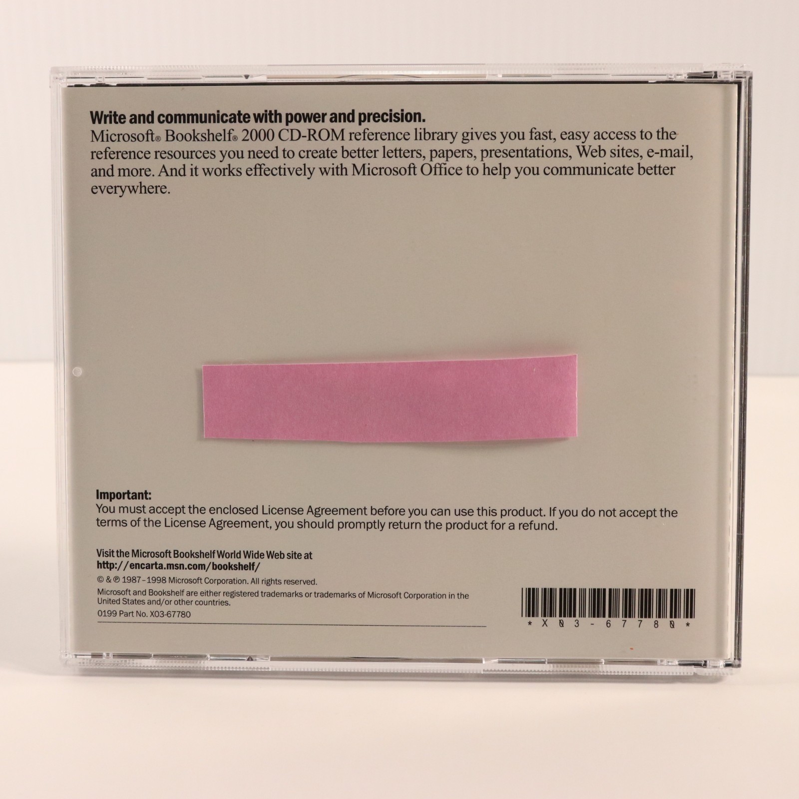 Microsoft Bookshelf 2000 CD-Rom PC Software 1998 Windows Office