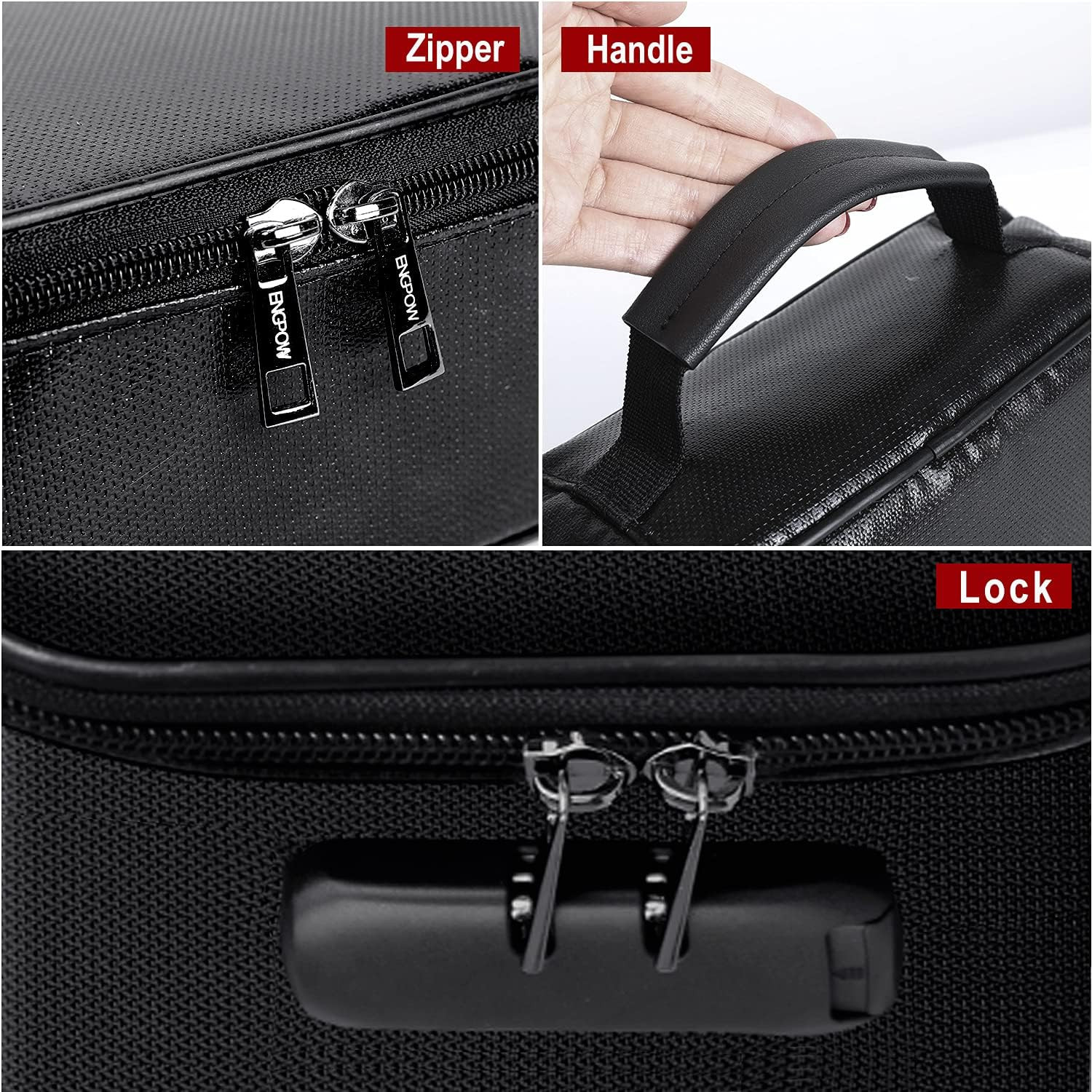 Small Fireproof Storage Organizer Case with Lock(9”x 5.3”x 3.7”), 3-Layer Soft M