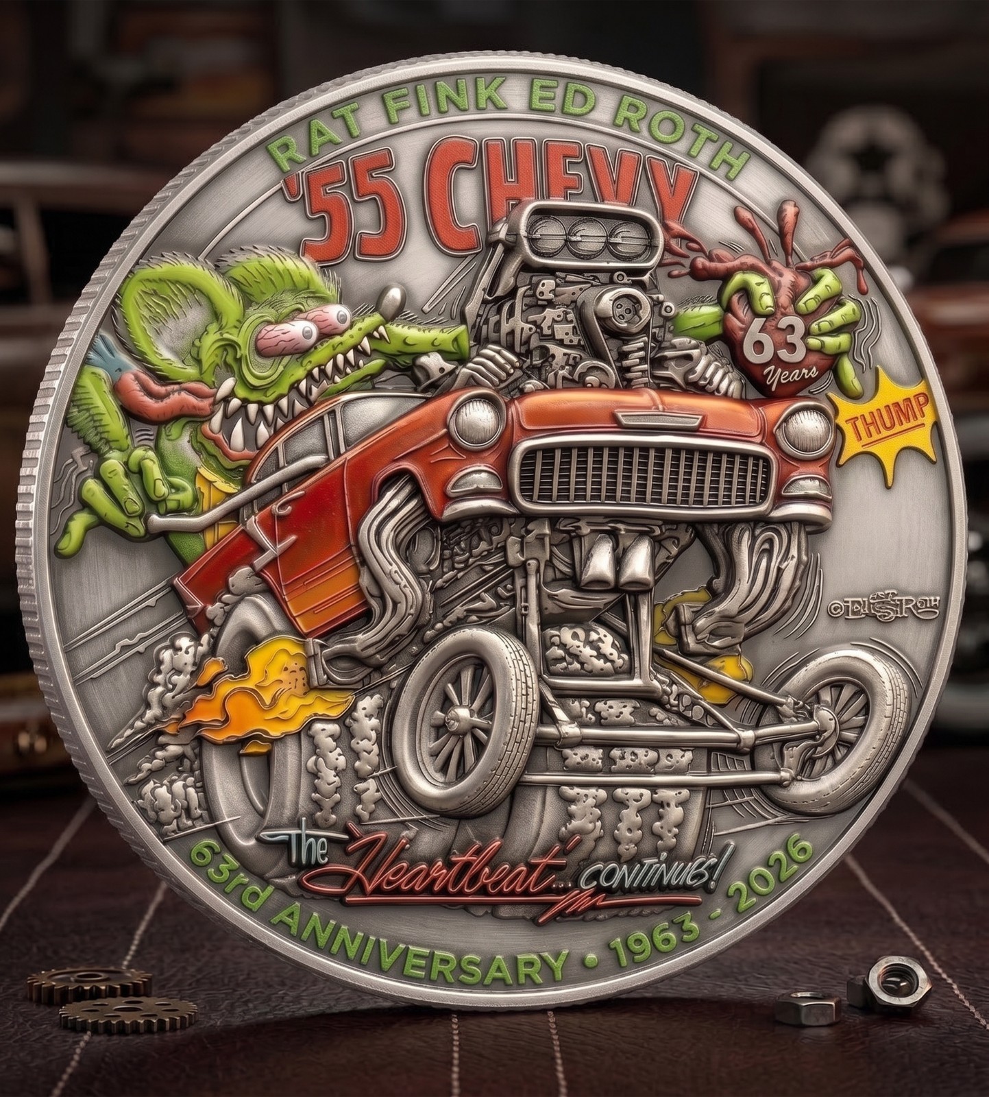 Rat Fink Ed Roth 63rd Anniversary 1963-2026 Commemorative Coin EZS268