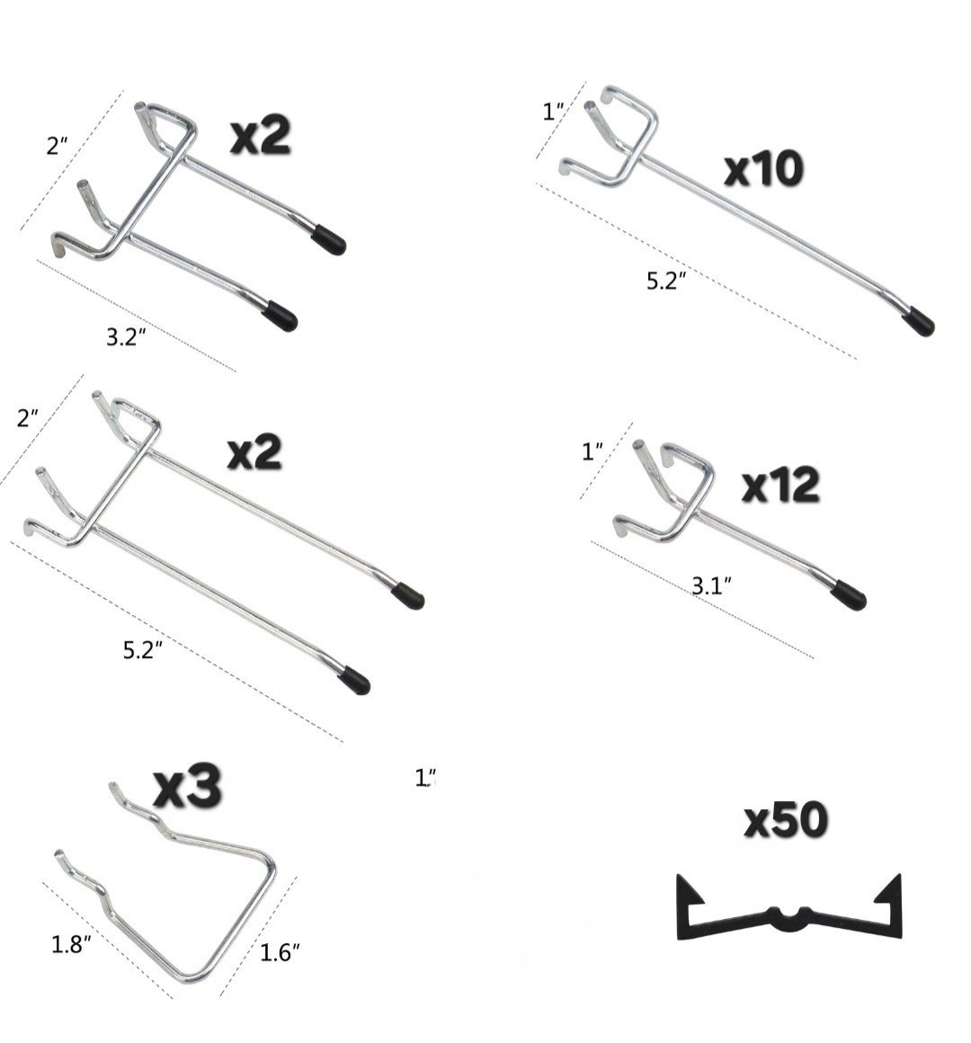Falpro Pegboard Hooks Assorted 167 Pieces For 1/4" & 1/8" Pegboard Tool Silver