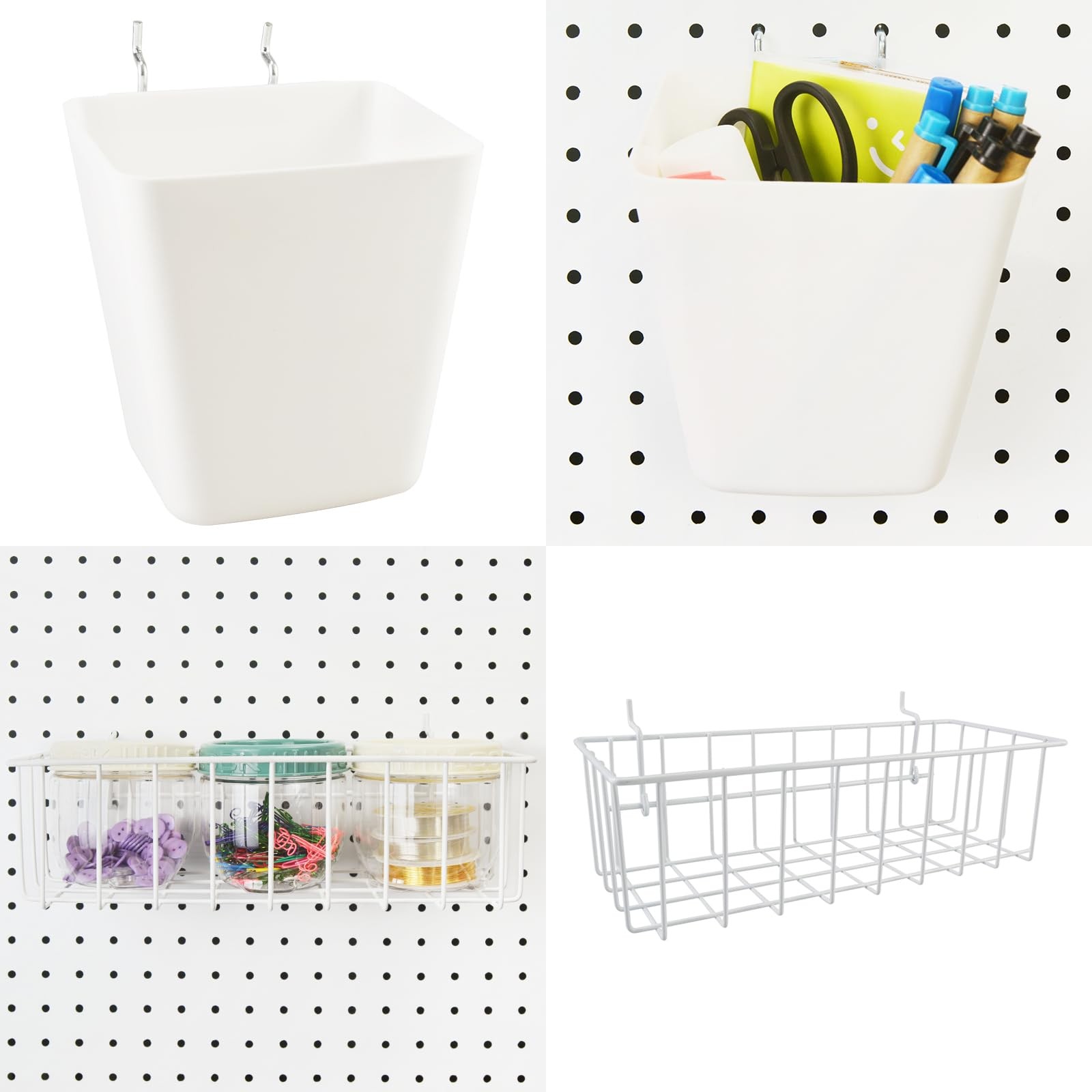 G.CORE Peg Board Organizer 21 Pack, Pegboard Multi-size, White &