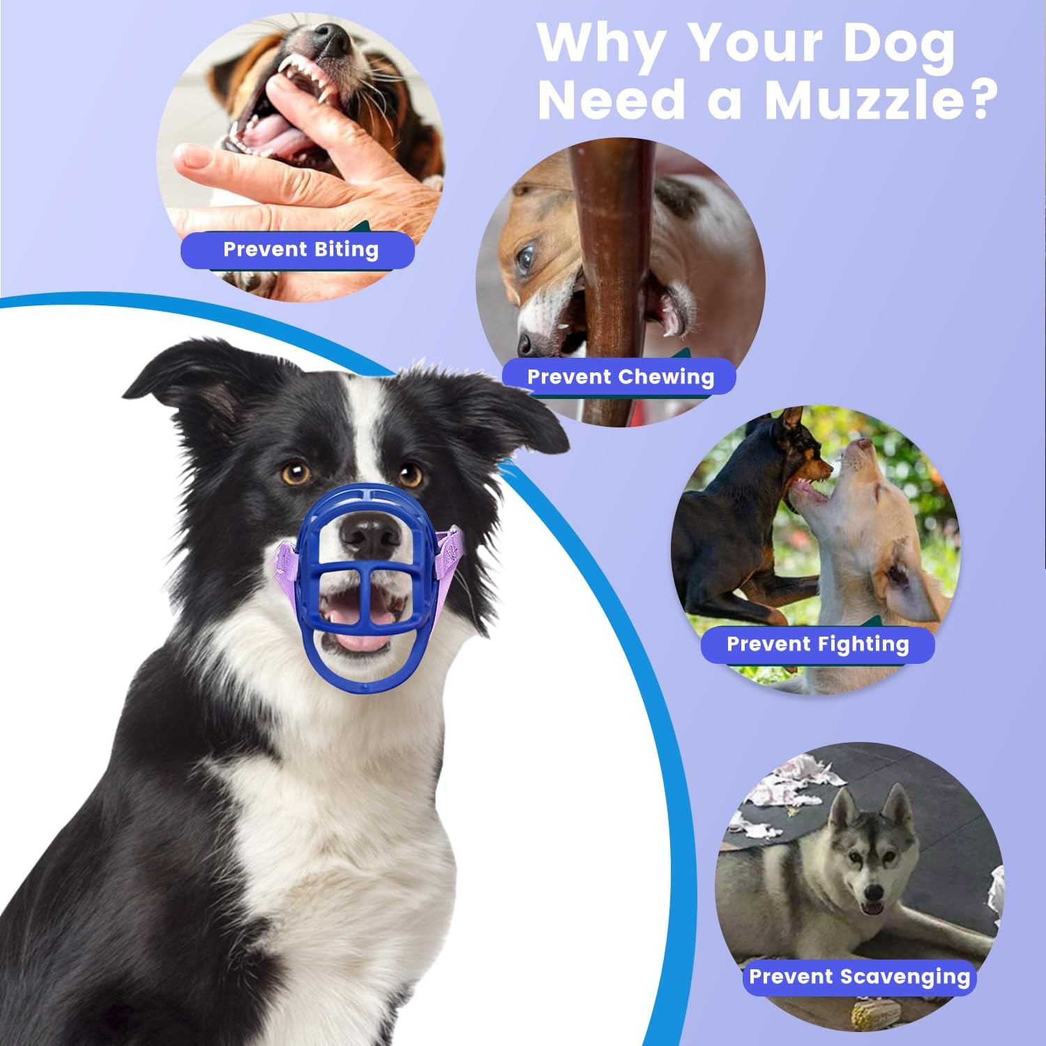Basket Muzzle Allows Panting Drinking - Anti Biting Chewing, Sturdy Lightweig...