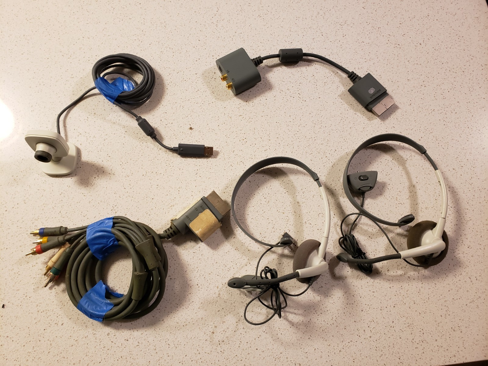 Microsoft Xbox 360 OEM Accessory Lot Live Vision Camera Headsets AV Cables Adapt