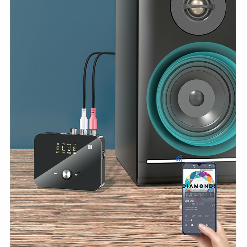 USB Bluetooth 5.0 Transmitter Receiver Wireless NFC to 2RCA Stereo Audio Adapter