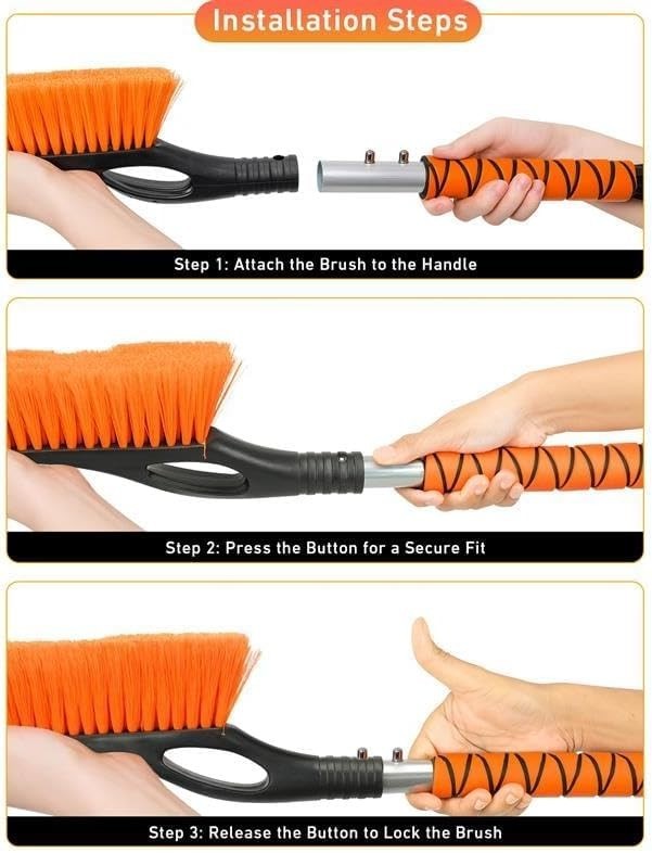 27" Ergonomic Aluminum Ice Scraper & Snow Brush for Efficient Winter Clearing