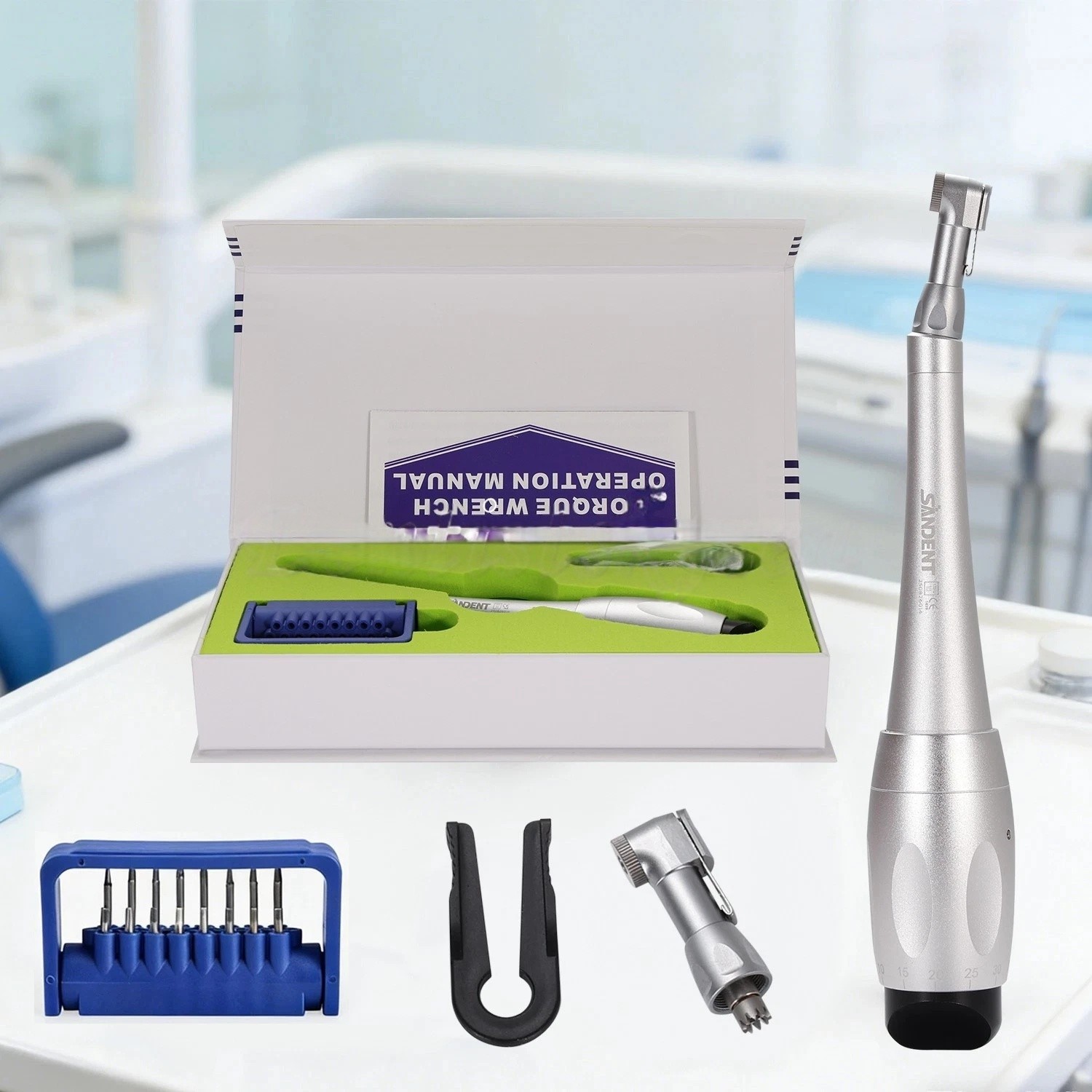 Dental Torque Wrench Universal Implant Kit Wrench Contra Angle & 16 Drivers USPS