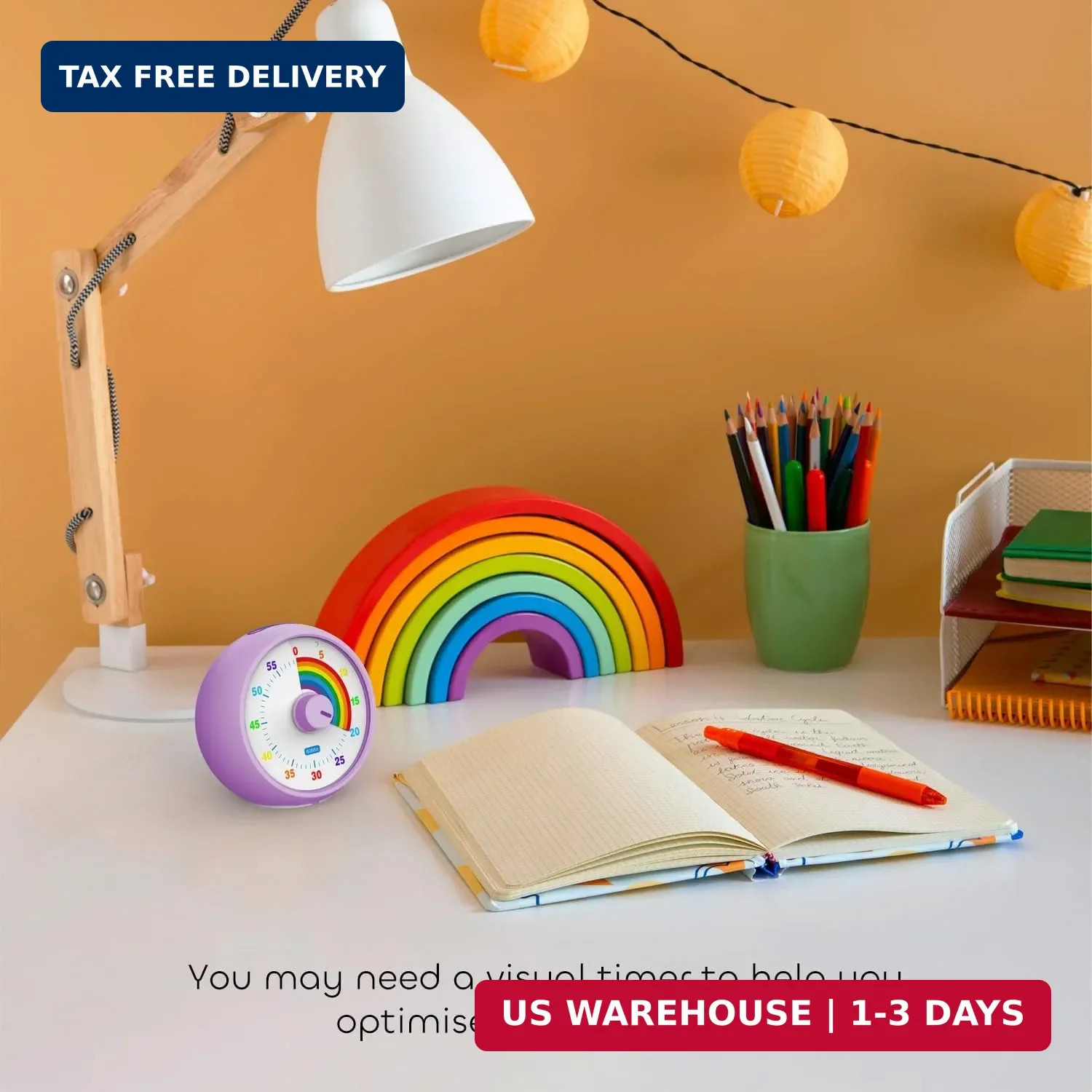 Visual Timer for Kids, 60-Minute Countdown for Classroom Office Kitchen, Desk Ti