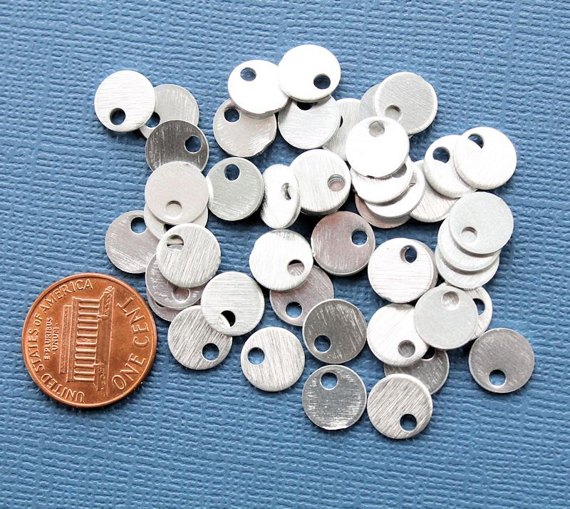 25 Brushed Aluminum Stamping Disc Tags 8.9mm Stamping Tags - MT073