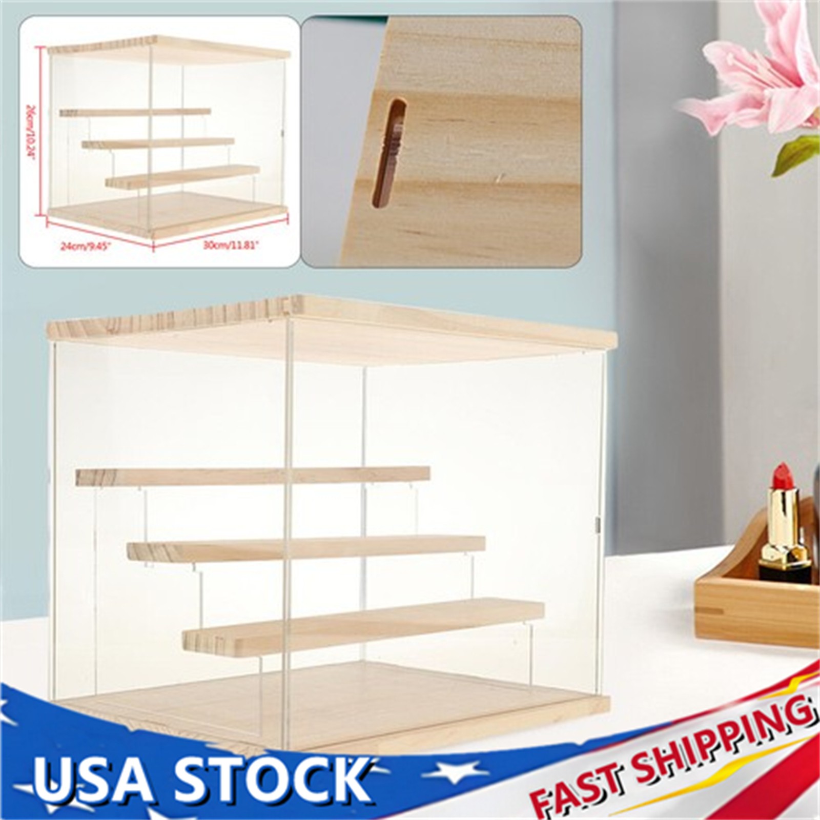 4-Tier Large Acrylic Display Case Dustproof Box For Collectibles Action Figures
