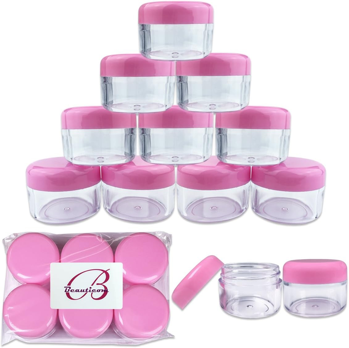 12 Pieces, 30 Gram 30 ML (1 Ounce) round Clear Refillable Empty Plast