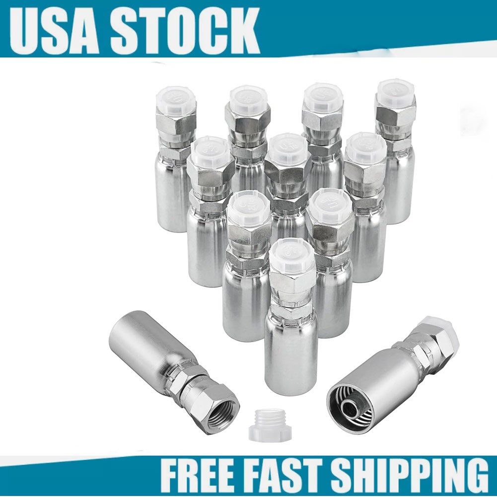 (12) New 3/8" Hydraulic Hose End Fittings: 3/8" I.D. Hose x 3/8" JIC 37 ° Female