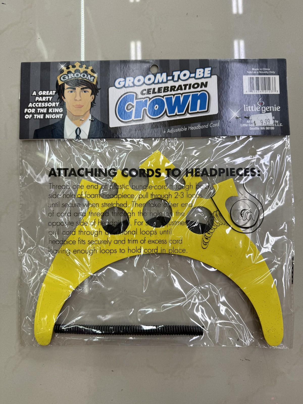 Groom-To-Be Celebration Sparkly Crown Adjustable Headband Cord King of the night
