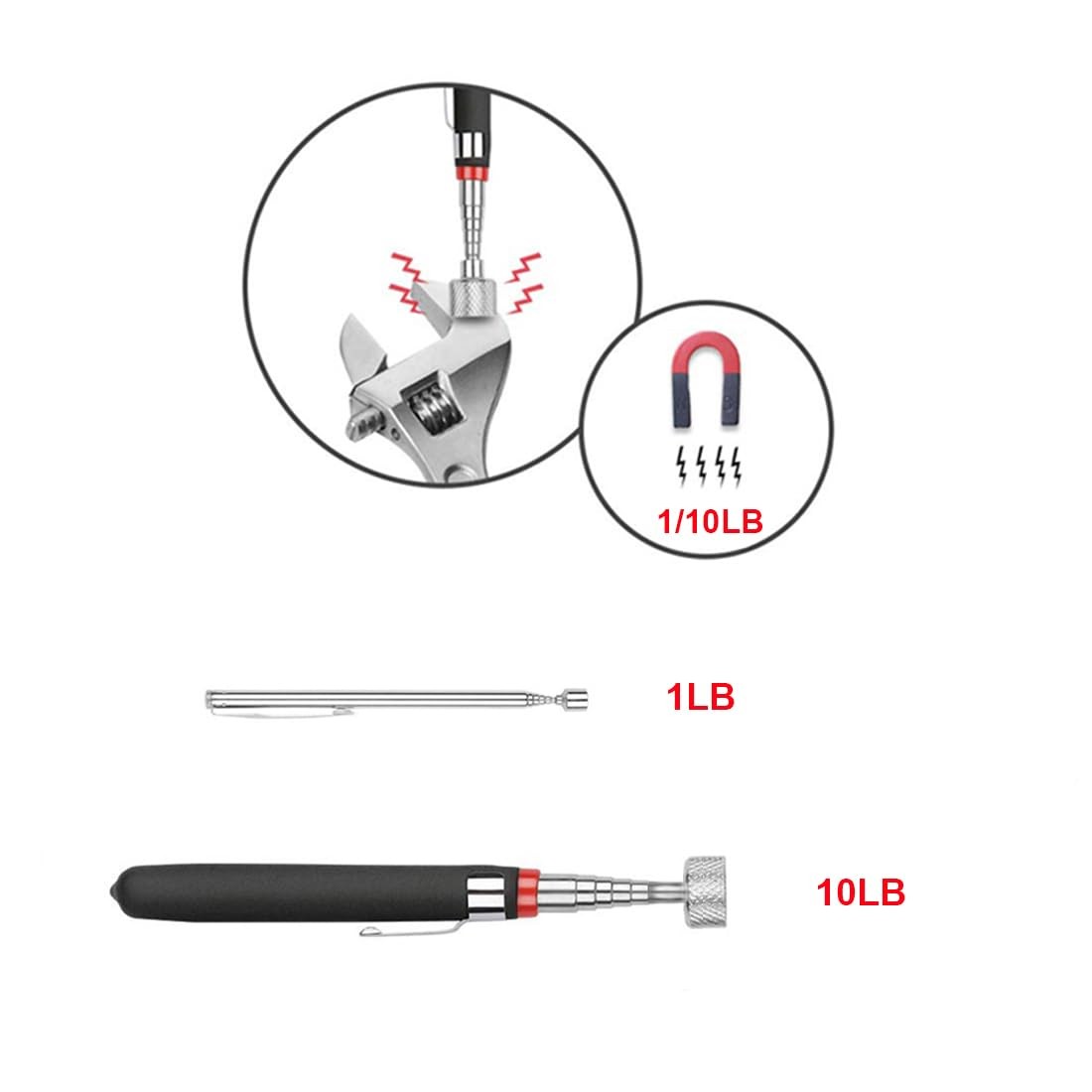 4 Pack Telescoping Magnet Pick-up Tool Set - Retrieving Pickup Tools,Extendable