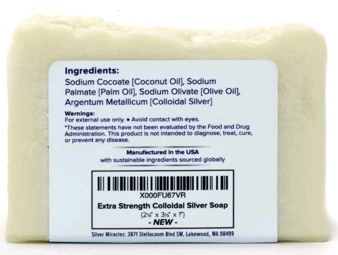 Colloidal Silver Extra Strength Soap Unscented New In Box 7oz 198g