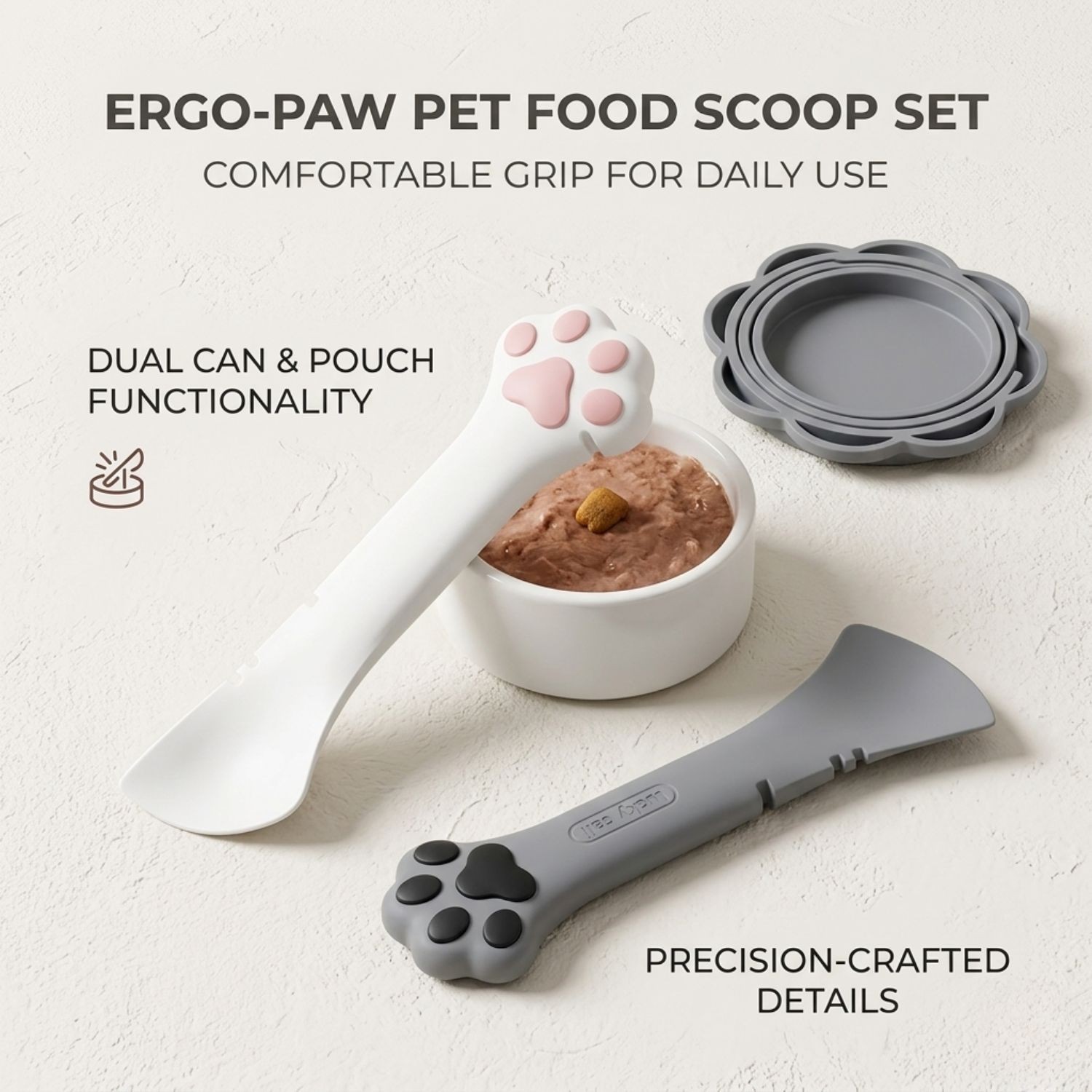Silicone Pet Food Spoon Long Handle Cat Dog Canned Food Scoop Feeding Scraper To