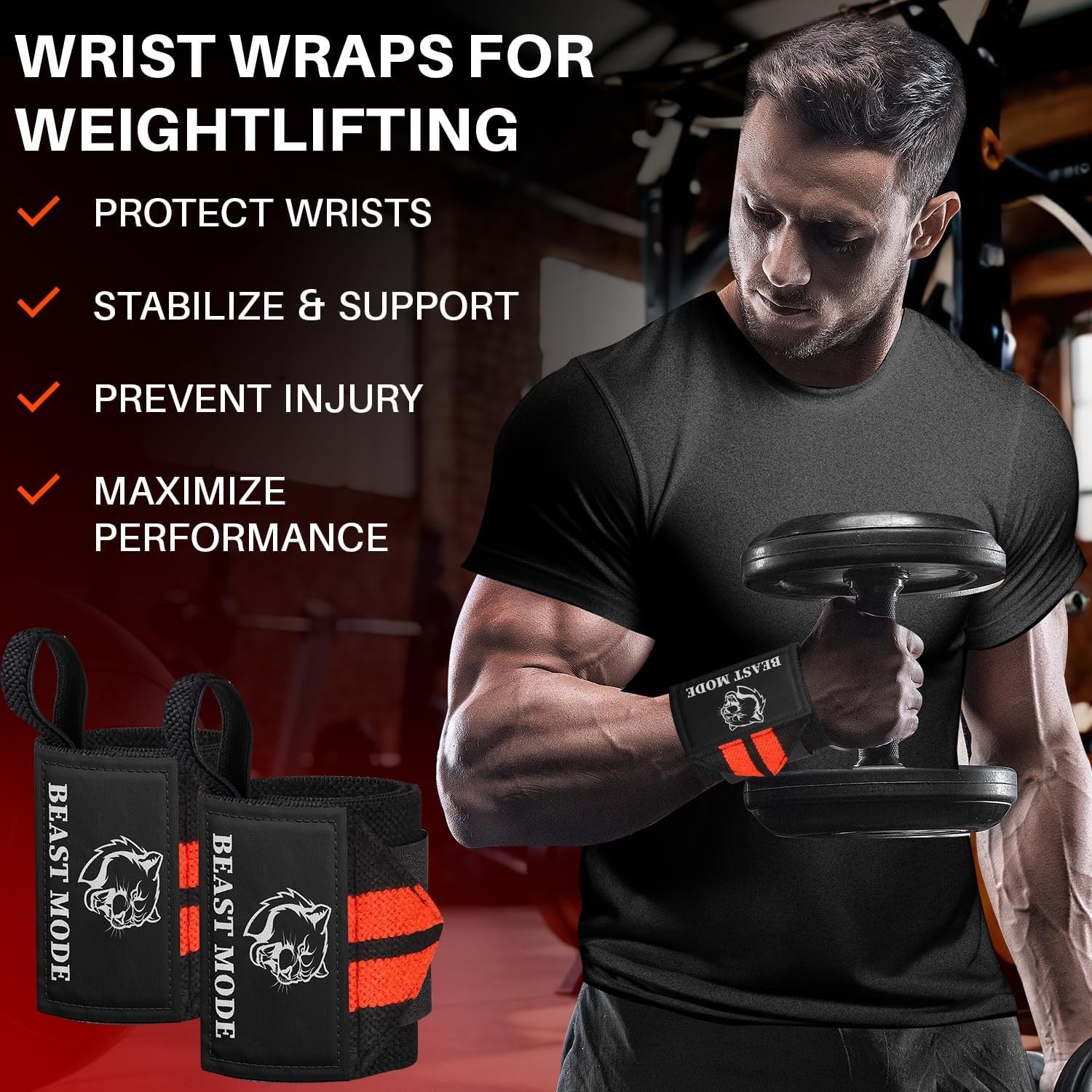 Heavy duty wrist wraps for weightlifting