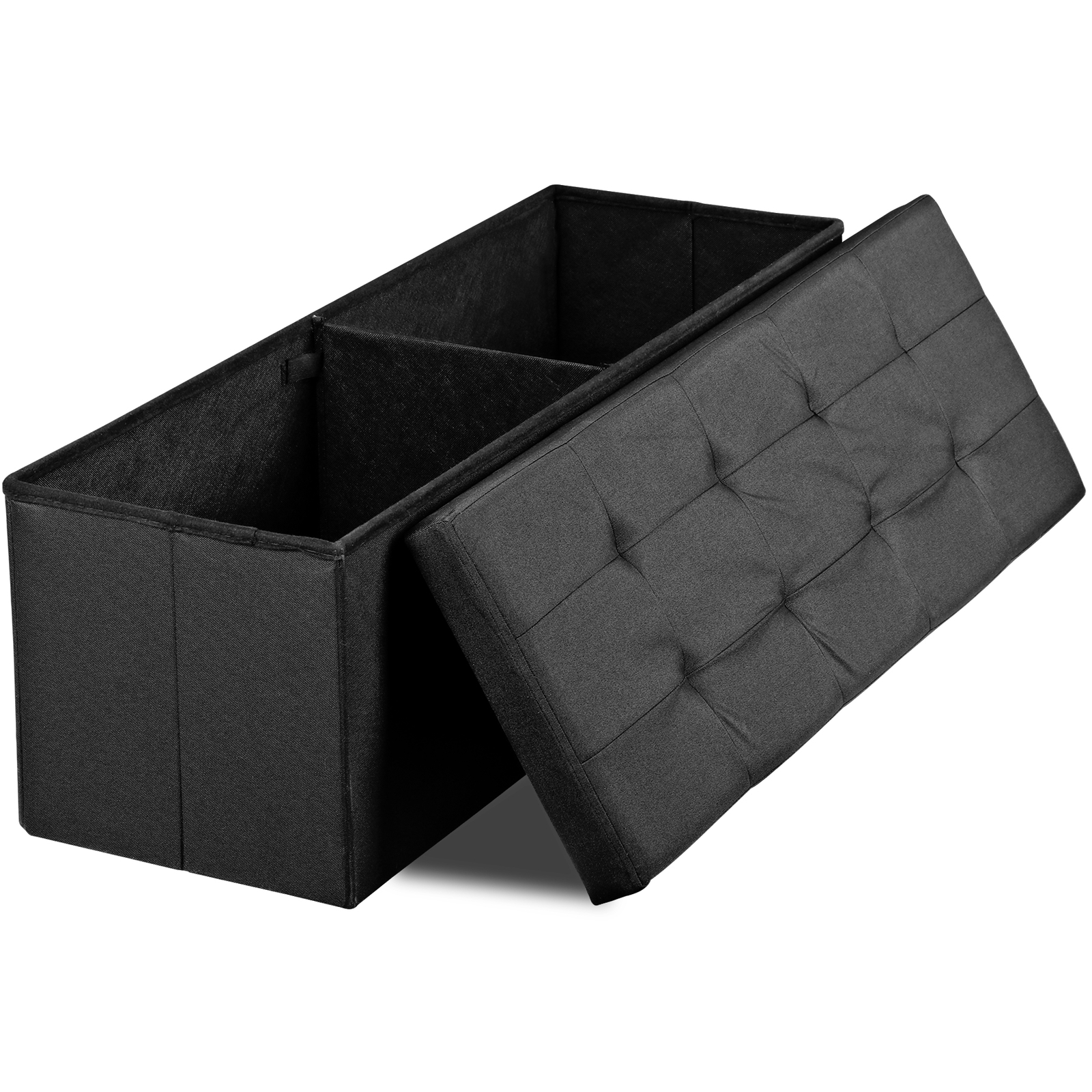 43" Long Black Folable Storage Ottoman Bench Foot Stools Footrest Chest Cozy