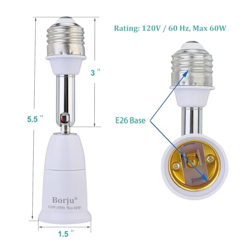 Light Socket [-Pack], 4.5 Inch Extension, 360° Adjustable Socket, 2 Extender