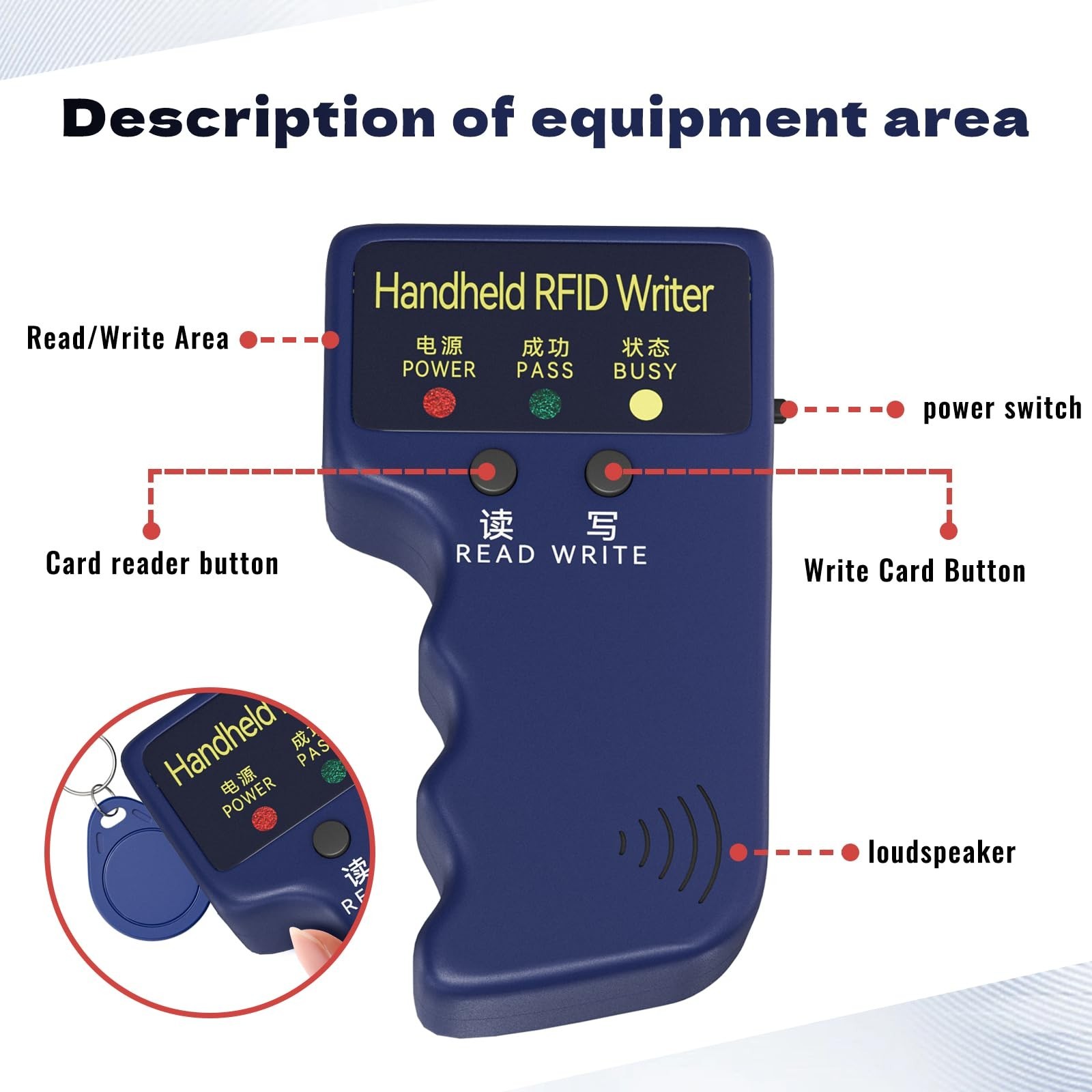 Handheld Copier RFID Reader Rewriter Smart ID Card Duplicator 125KHz Intellig...