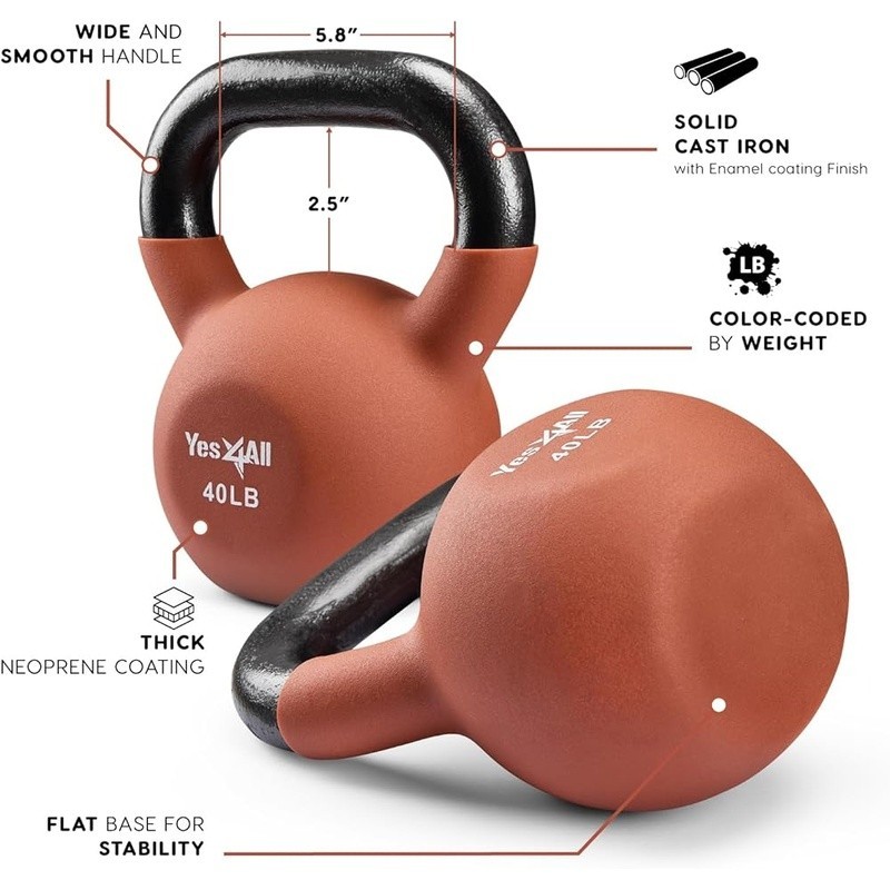 Cast Iron Neoprene Kettlebell 20lb Adjustable Weights Ergonomic Handle New