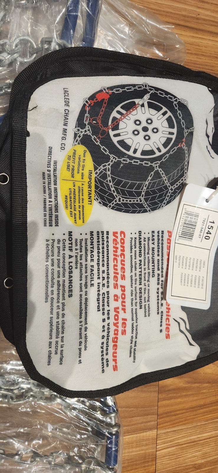Alpine Premier 1540 Diamond Pattern Snow Tire Chains Pair – New Open Box