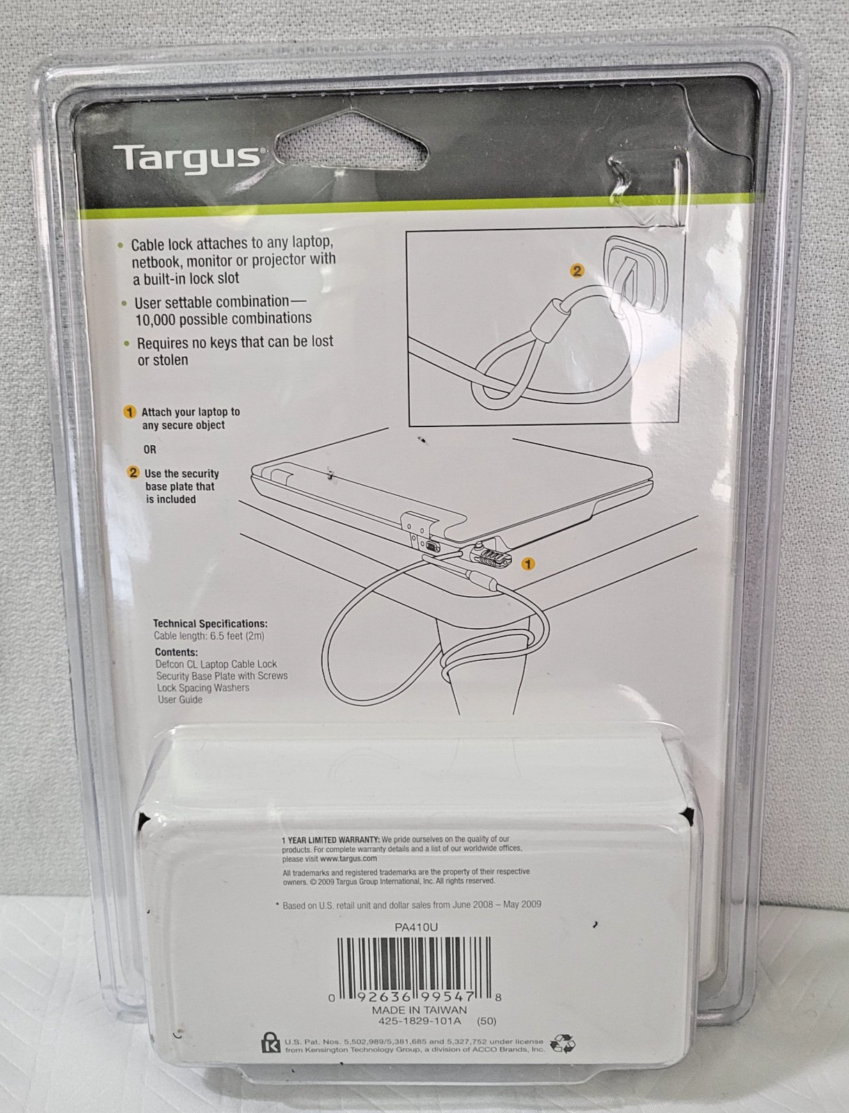 Targus Defcon CL Laptop Computer Security Cable Lock Combination