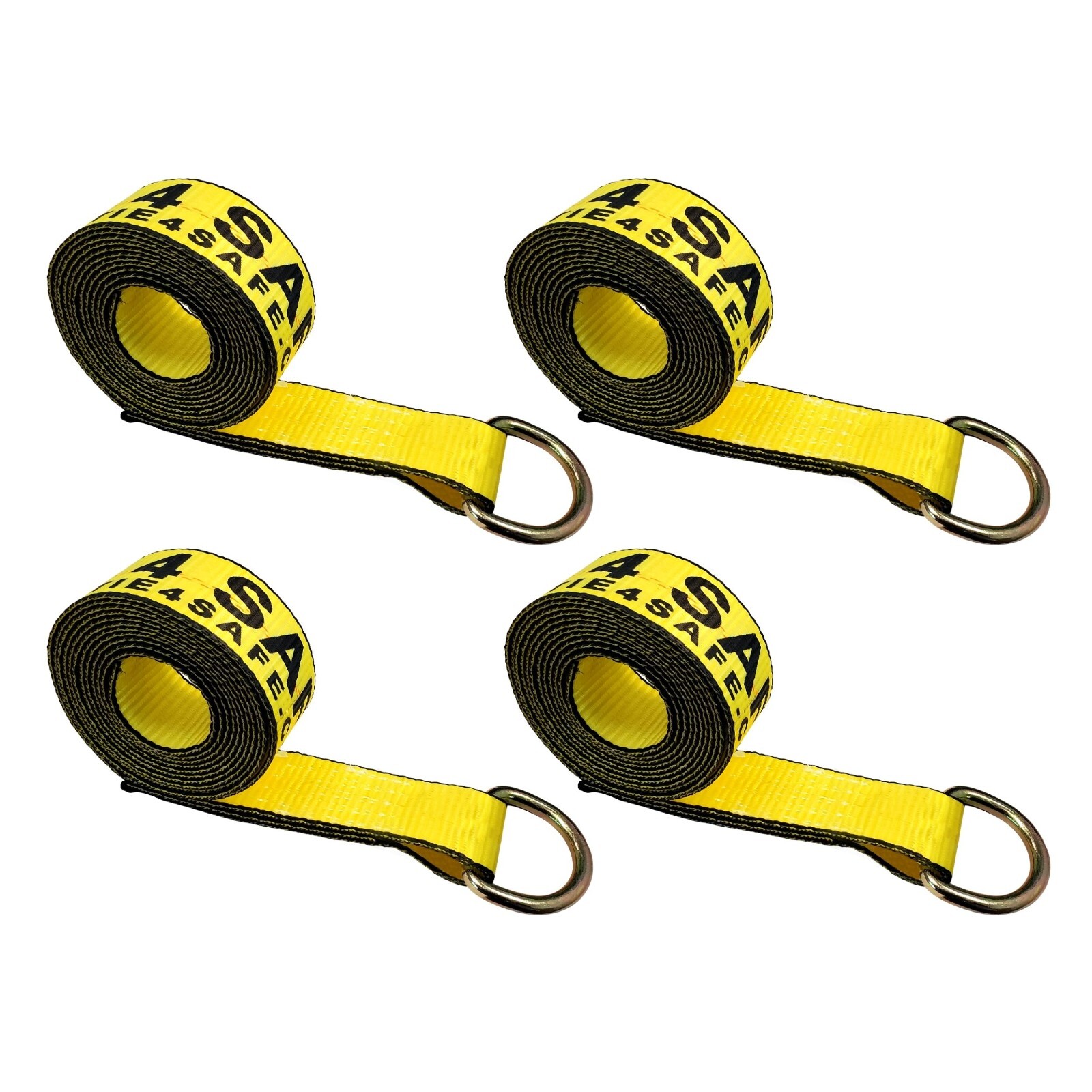 4 Pack 2" x 10' Lasso Strap w/ D Ring Auto Tie Down for Tow Truck Wheel Lift