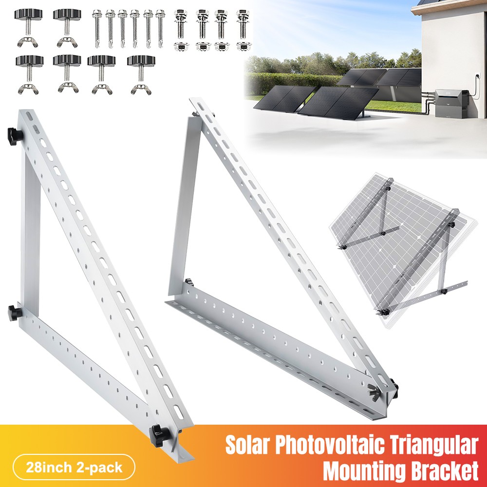 2PCS Solar Panel RV Tilt Mounting Rack Bracket Adjustable Rooftop Flat Surface