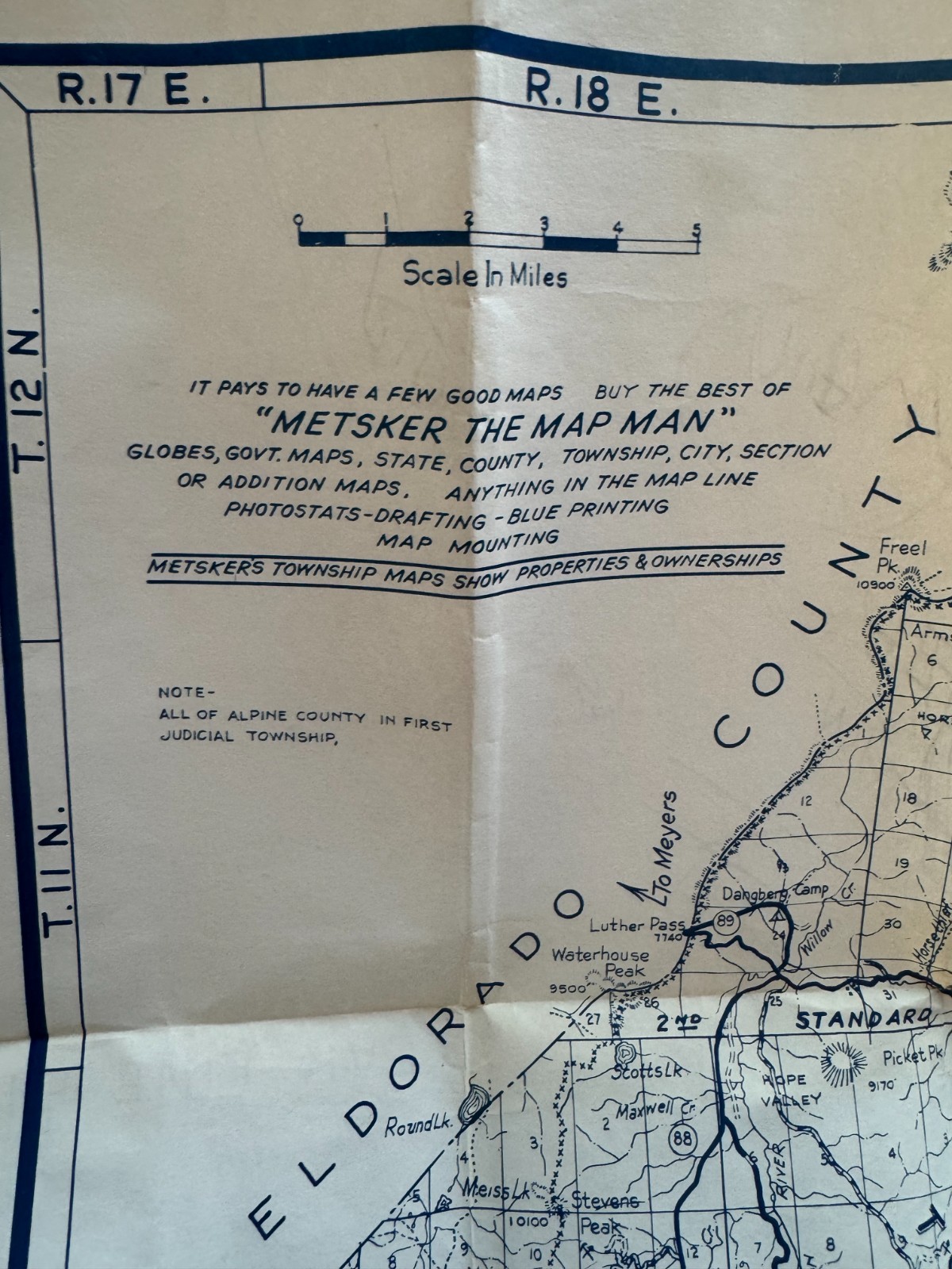 Metsker's Map ~ Alpine County California