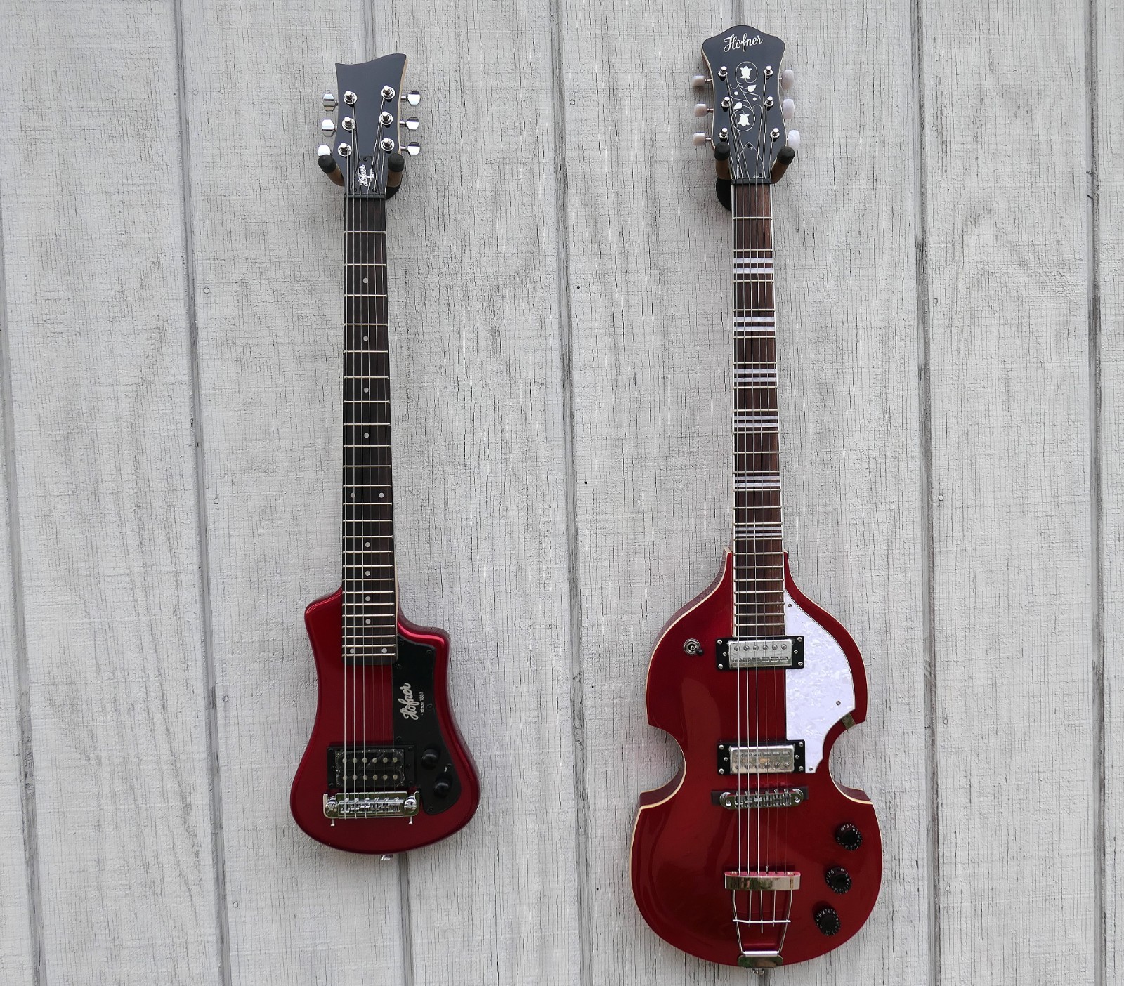 CRAZY 2 HOFNER GUITAR DEAL 1 HI-459-RD VIOLIN BODY & 1 SHORTY HCT-SH-R TRAVEL