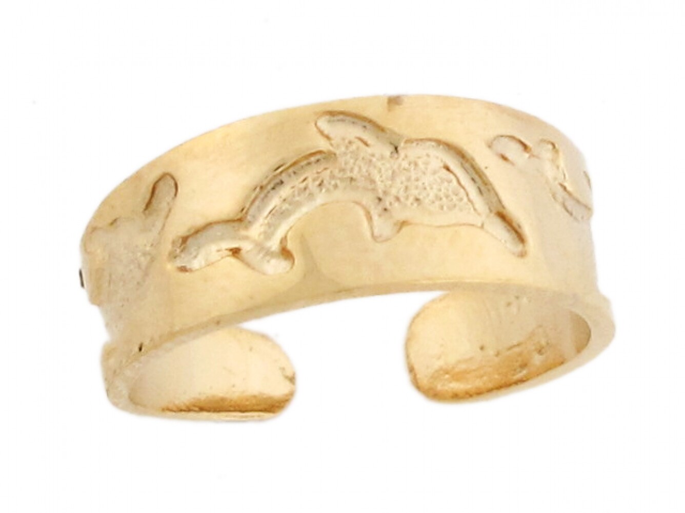10k or 14k Yellow Real Gold Dolphin Sea Life Band Designer Womens Toe Ring
