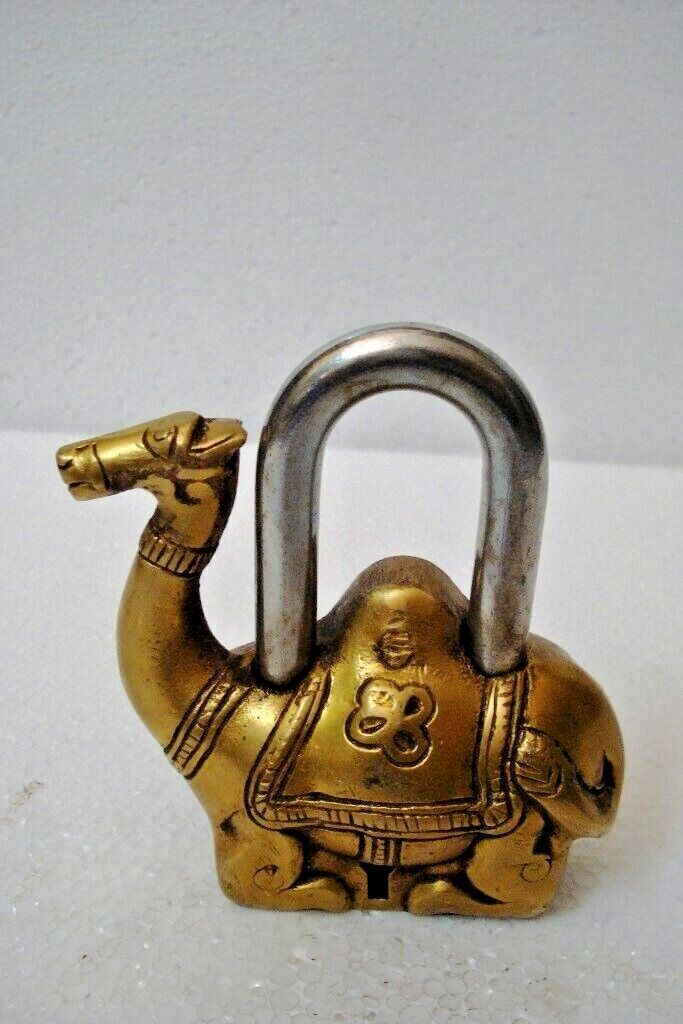 Vintage Style Handmade Brass Camel Shape Padlock With keys Working Functional C1