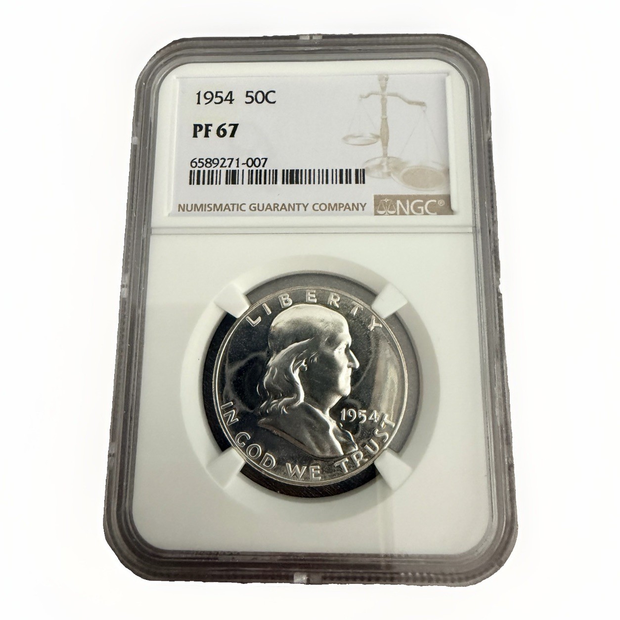 1954 PROOF FRANKLIN HALF DOLLAR 50C, NGC PF67 - CAMEO FROSTED LOOK