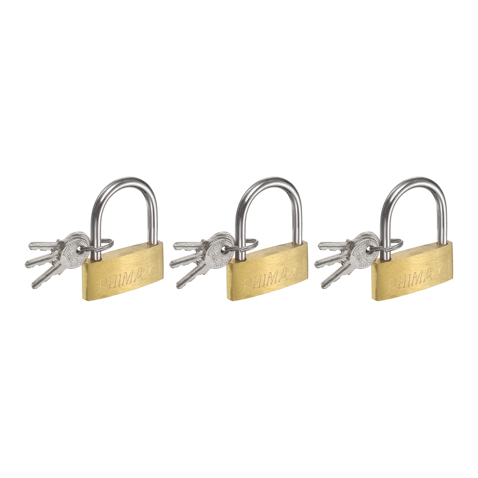 Solid Brass Padlock with Key, (1-21/32"x1", 3 Pcs), Short Shackle Lock