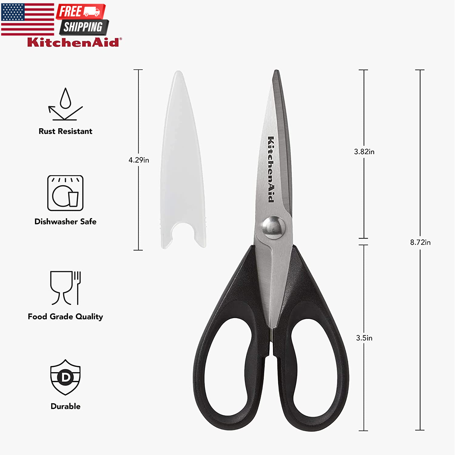 Kitchenaid All Purpose Kitchen Shears with Protective Sheath Durable Stainless S