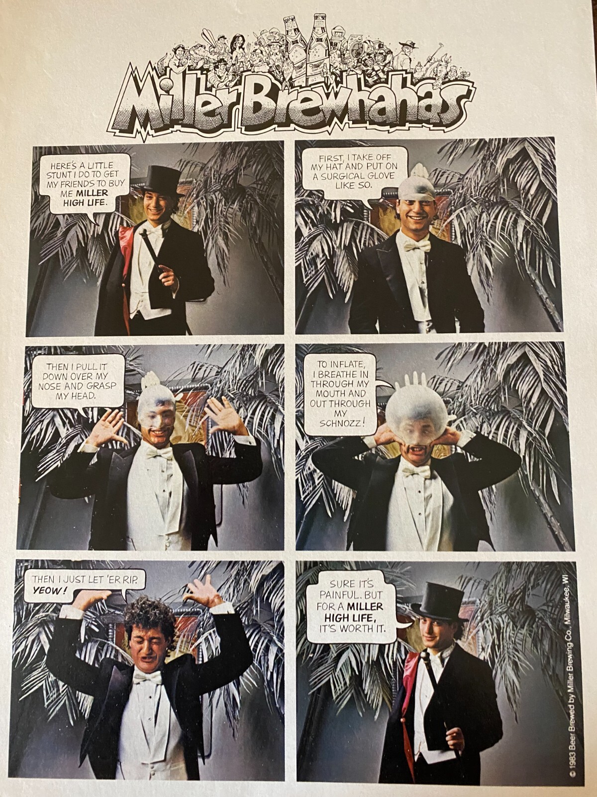 Miller High Life Beer, Full Page Vintage Print Ad