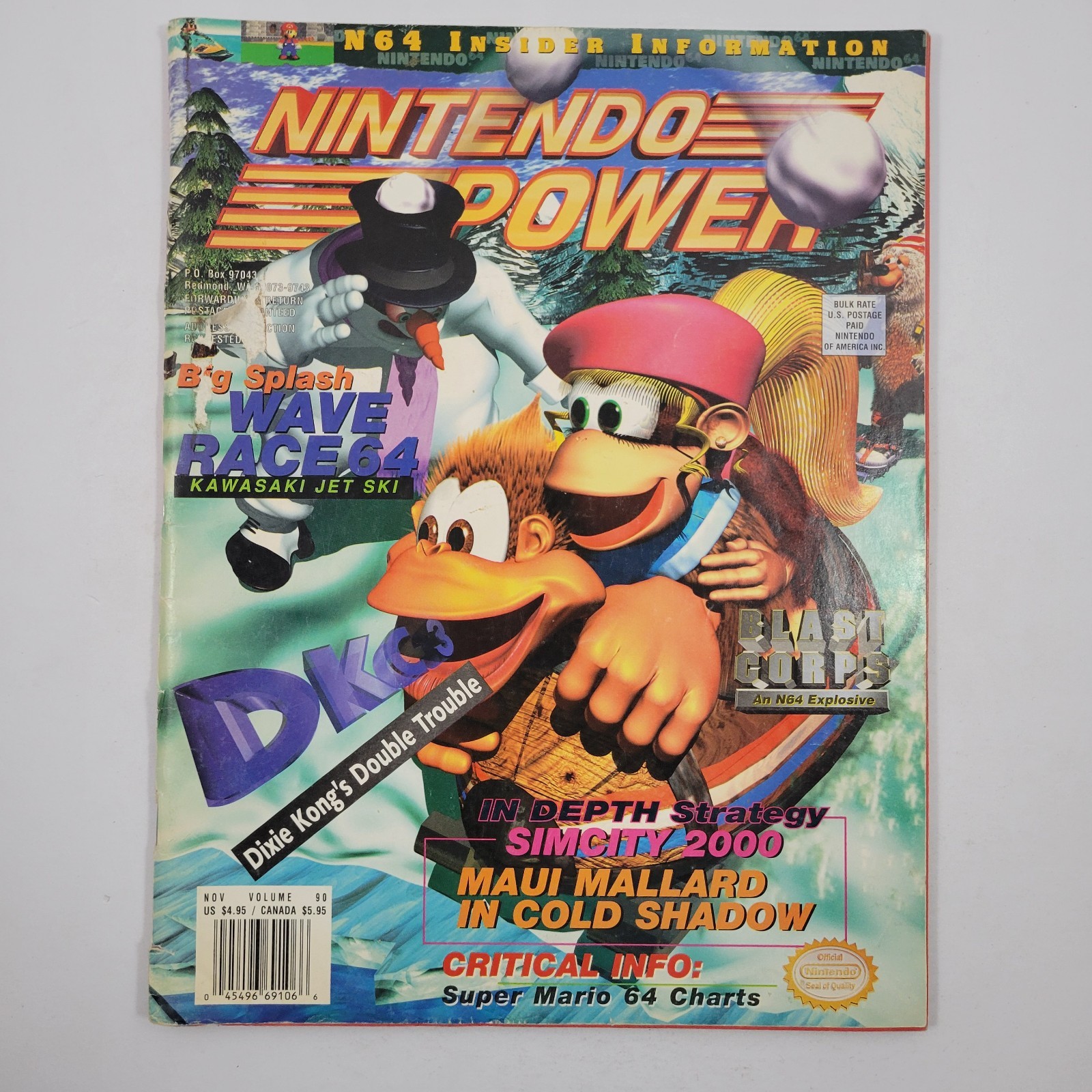 Nintendo Power 90 Diddy Kong'sNovember 1994 w/ poster (Acceptable)
