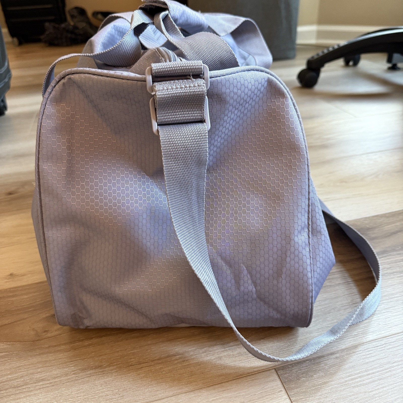 Reebok Gray Honeycomb Ripstop Duffel Bag Logo