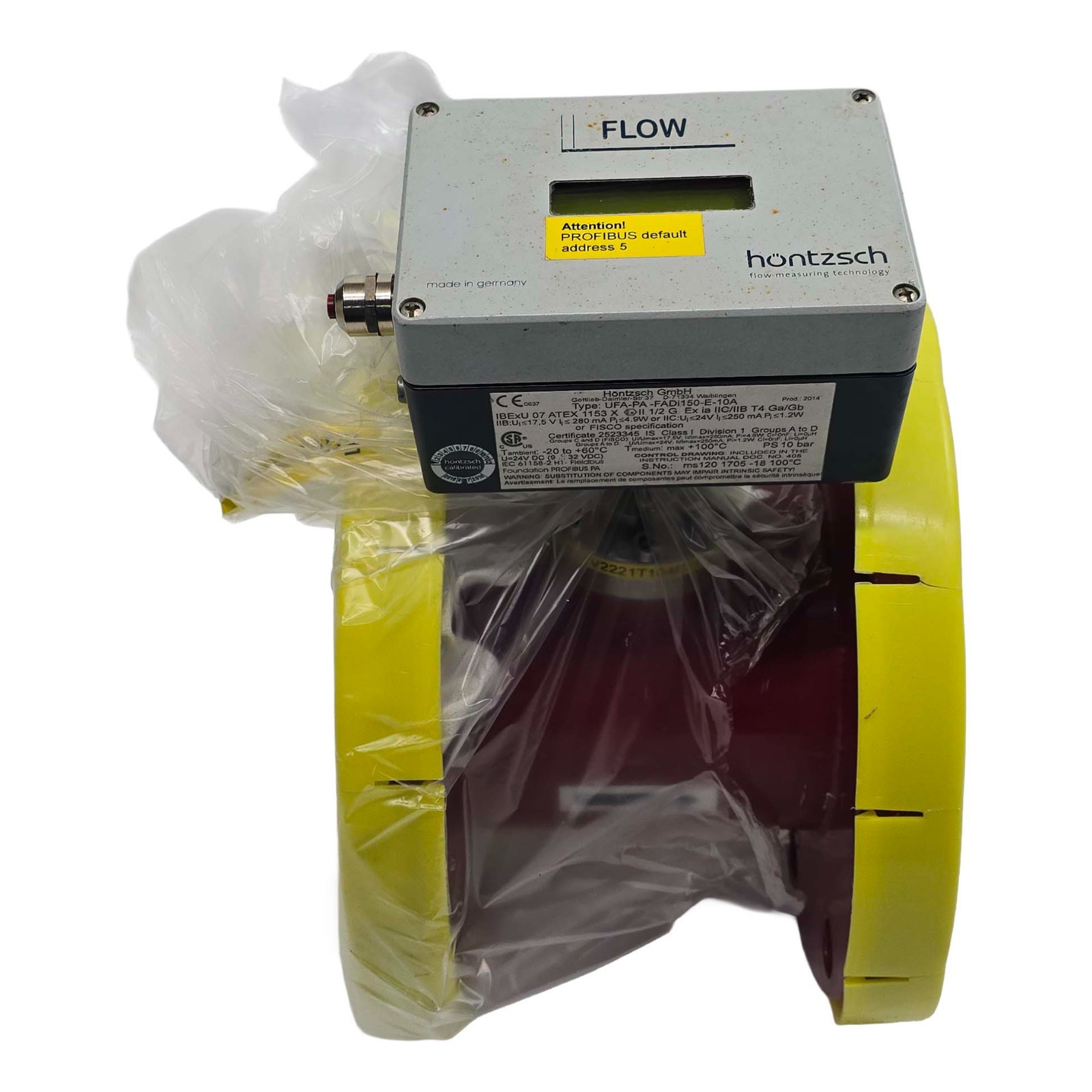 Hontzsch GmbH UFA-PA-FADi150-E-10A Vane Wheel Flow Sensor, 6", 150# ,316 SS