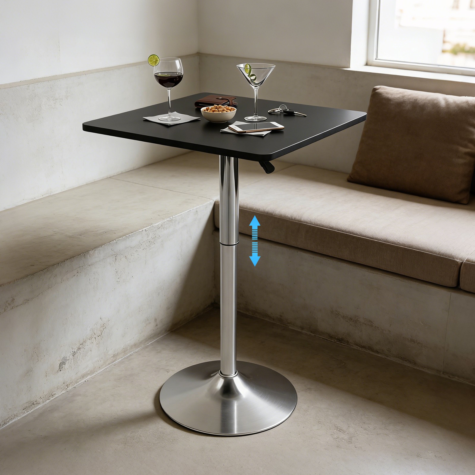Modern Bar Table Metal Sofa Side Table Cafe Table Height Adjustable End Table