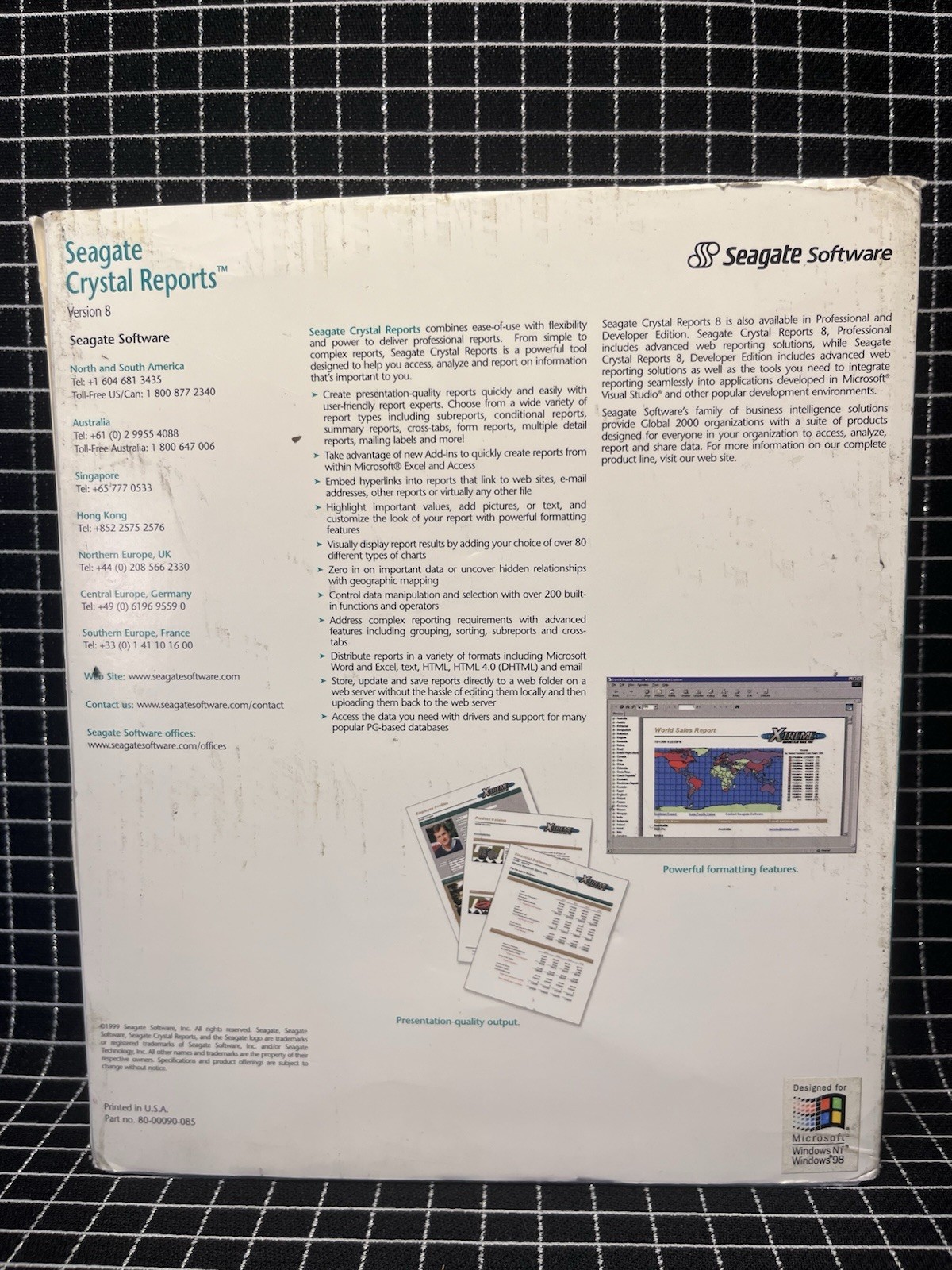 SEAGATE CRYSTAL REPORTS SOFTWARE STANDARD Full Version 8 with Key Code Boxed