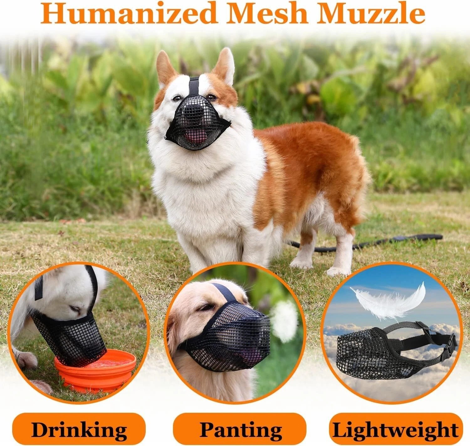 Dog Muzzle Patented Mesh Muzzles for Dogs Soft Covered Mouth Guard Red Black