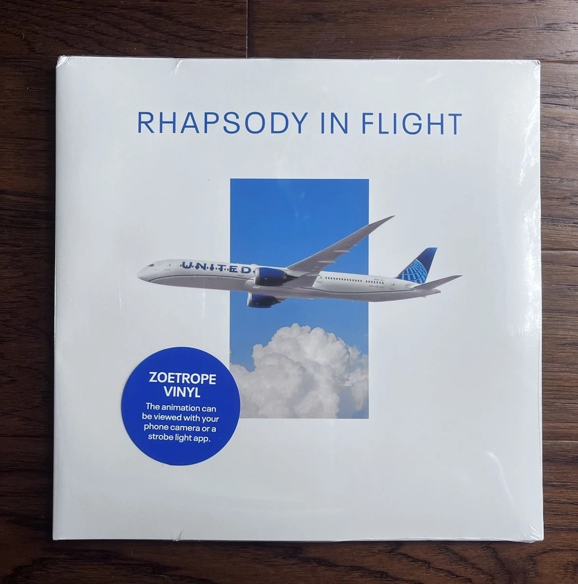United Airlines 100 Rhapsody In Flight Air Zoetrope Blue Vinyl LP Record NEW