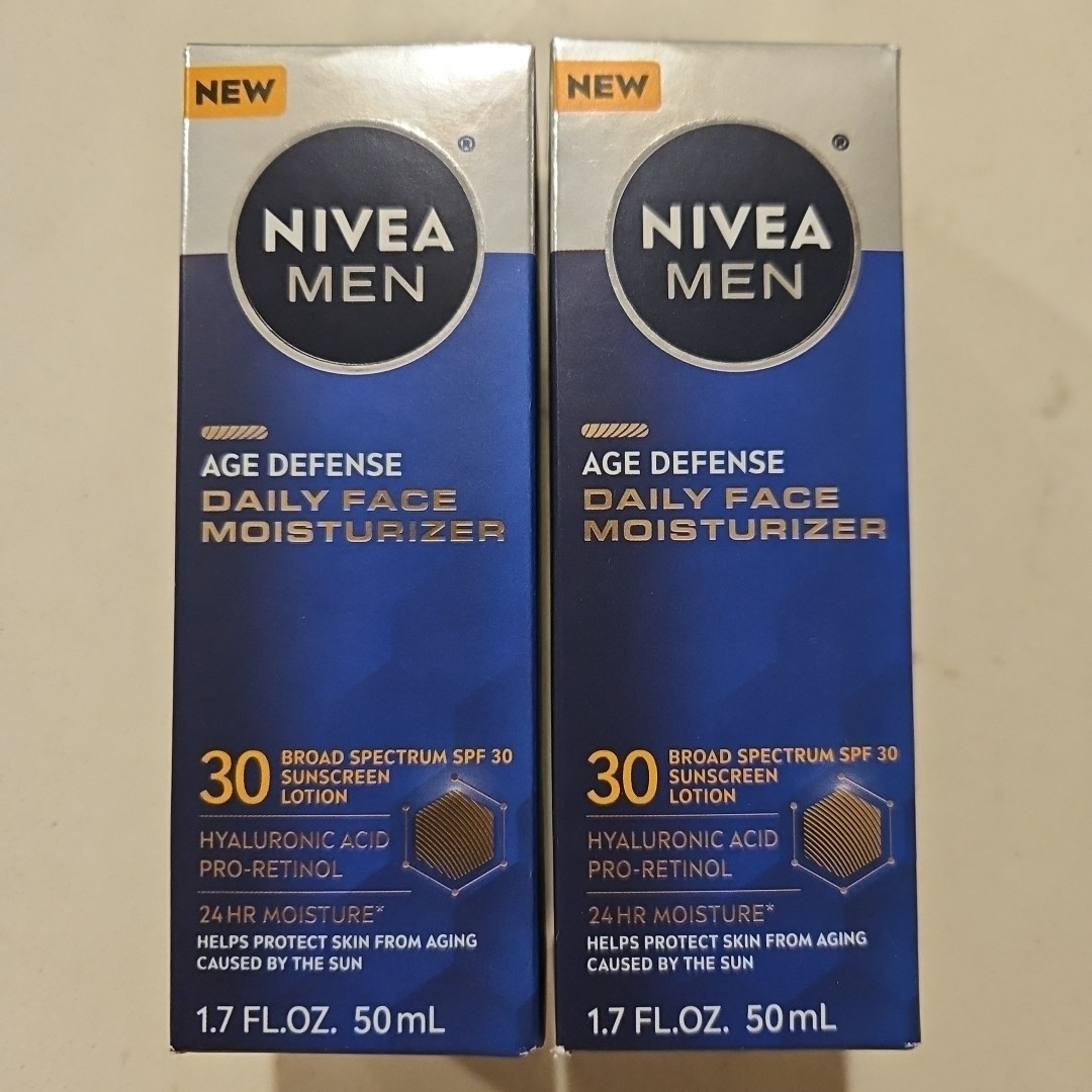 Nivea Men Age Defense Daily Face Moisturizer SPF 30 1.7oz X2 Exp 08/2026+