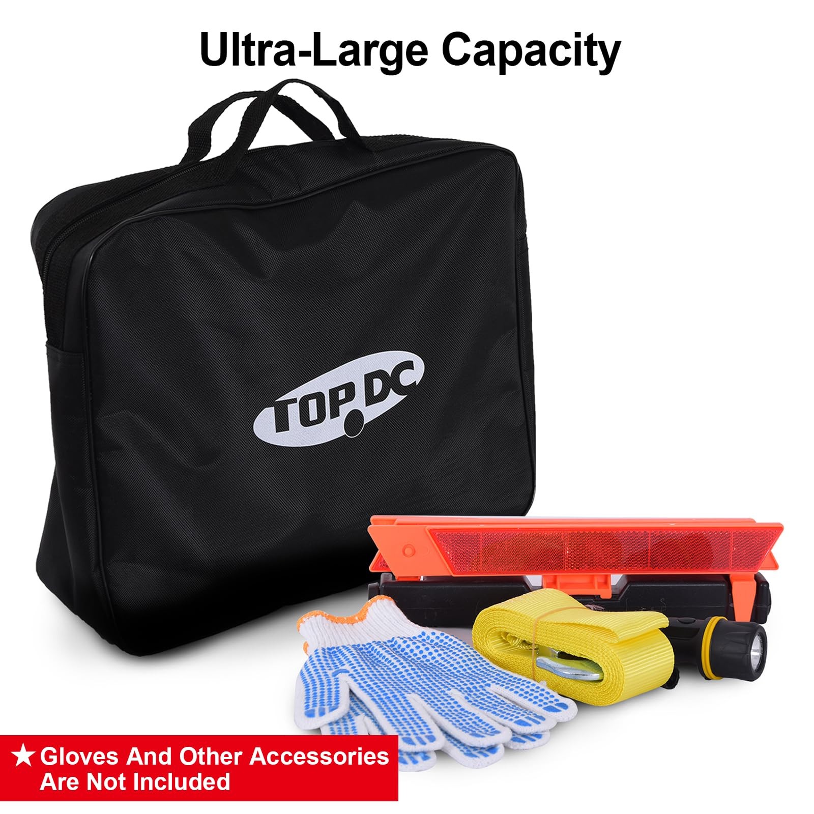 TOPDC Jumper Cable Carry Bag, Cable Organizer & Storage, Black
